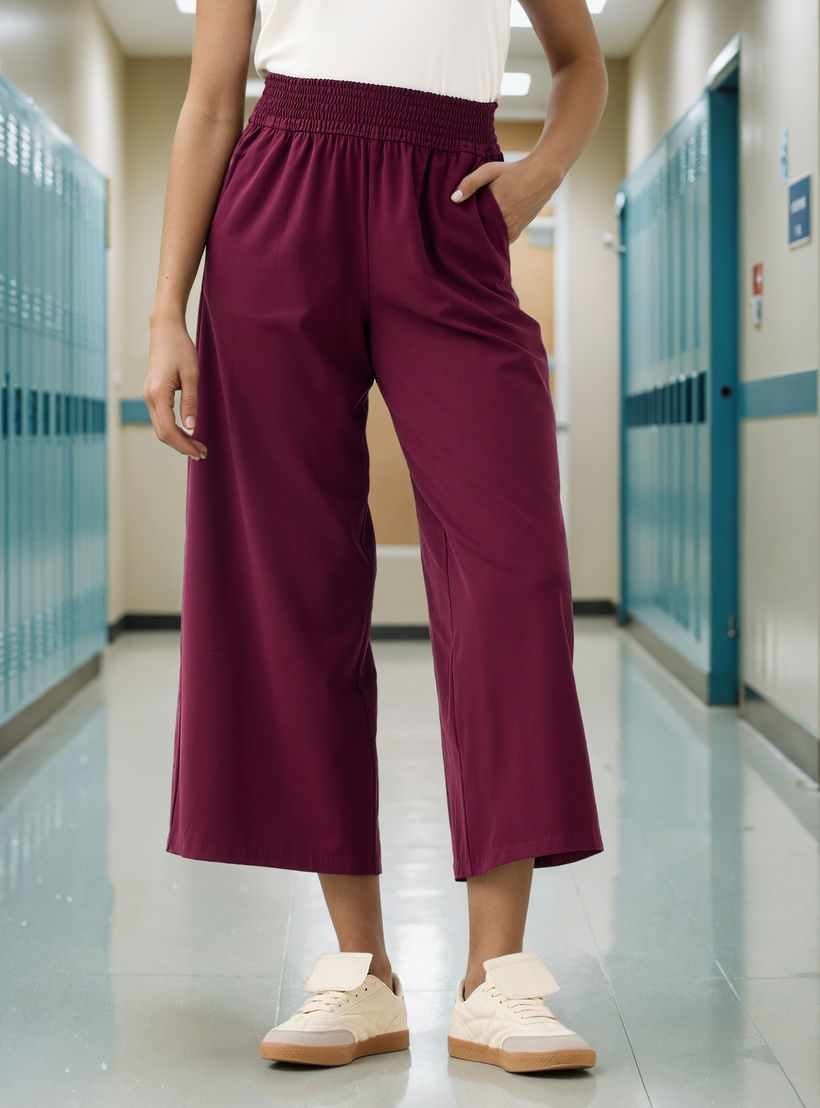 Regular Fit Flexi Waist Culottes with Pockets-women-clothing-bottoms-trousers-image-1
