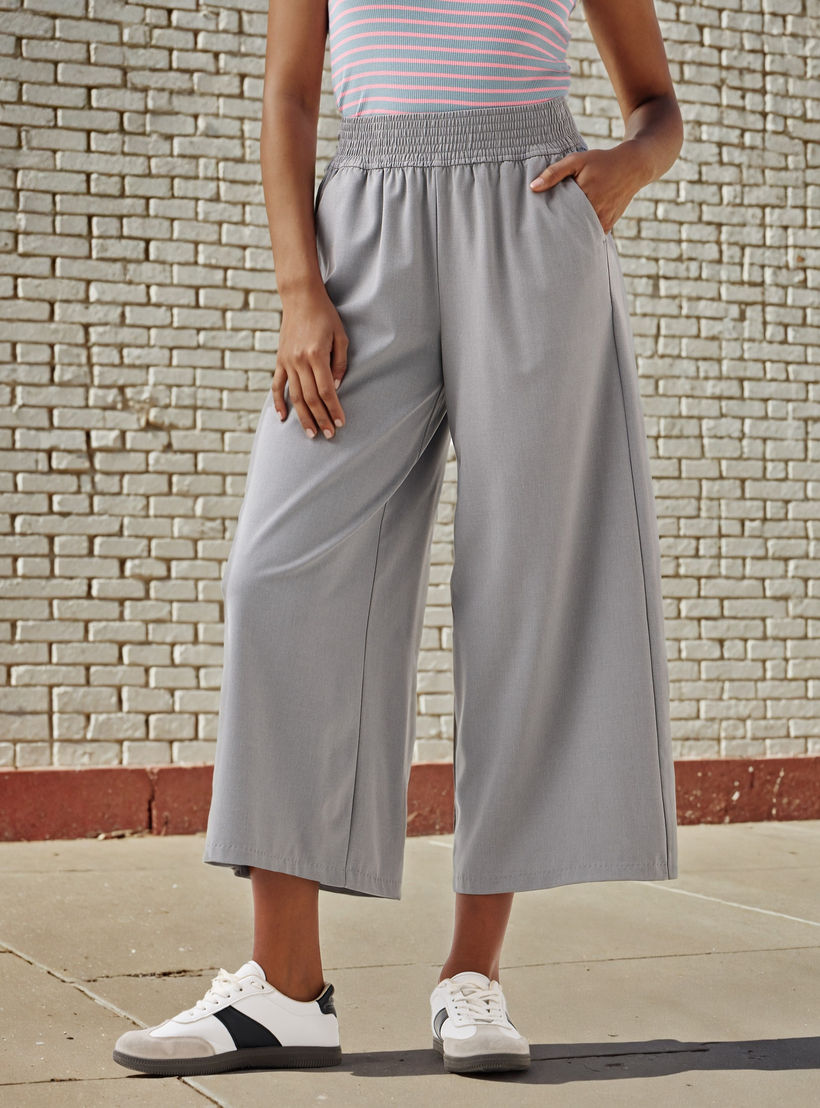 Regular Fit Flexi Waist Culottes with Pockets-women-clothing-bottoms-trousers-image-1