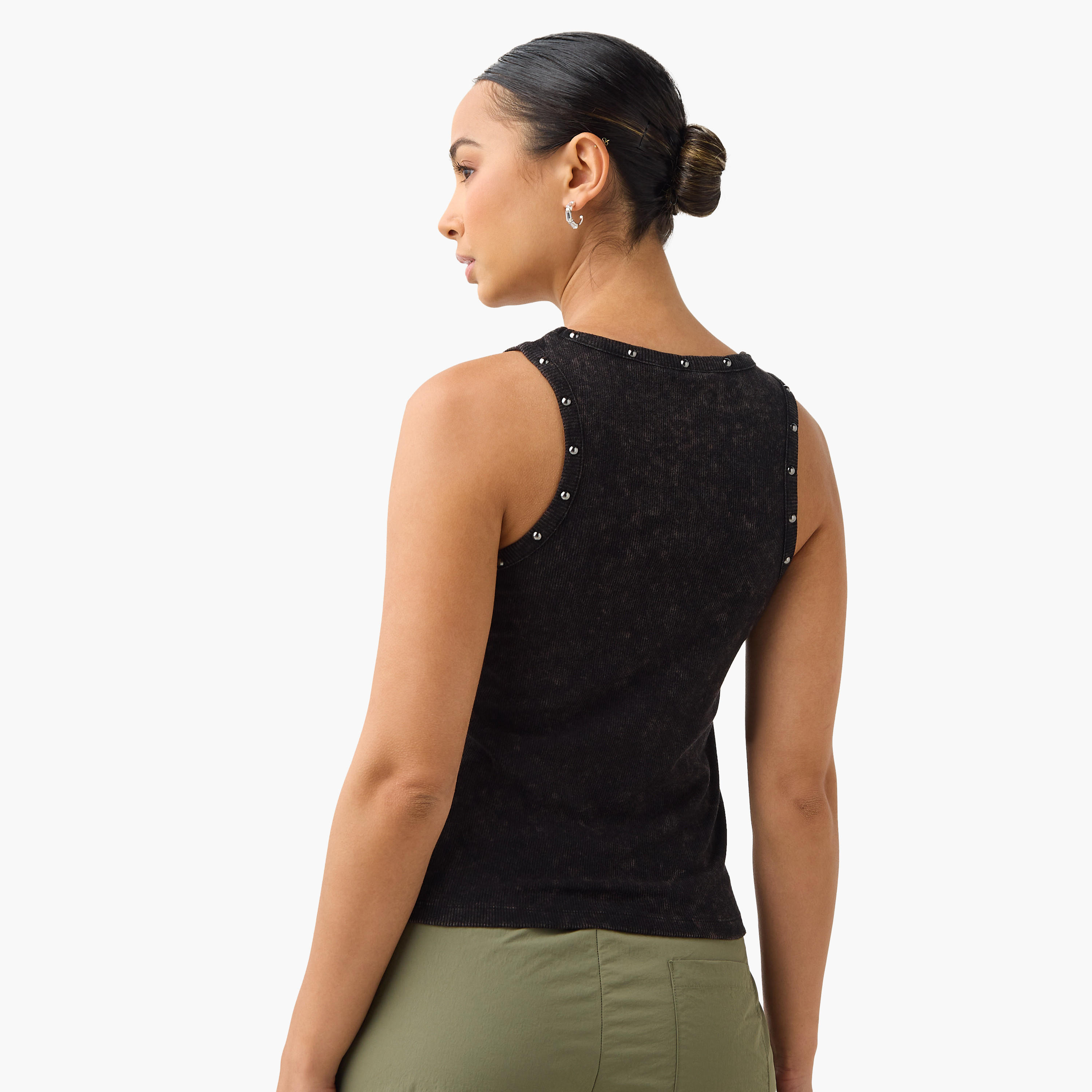 Metallic Eyelet Detail Tank Top-women-clothing-tshirts-image-3