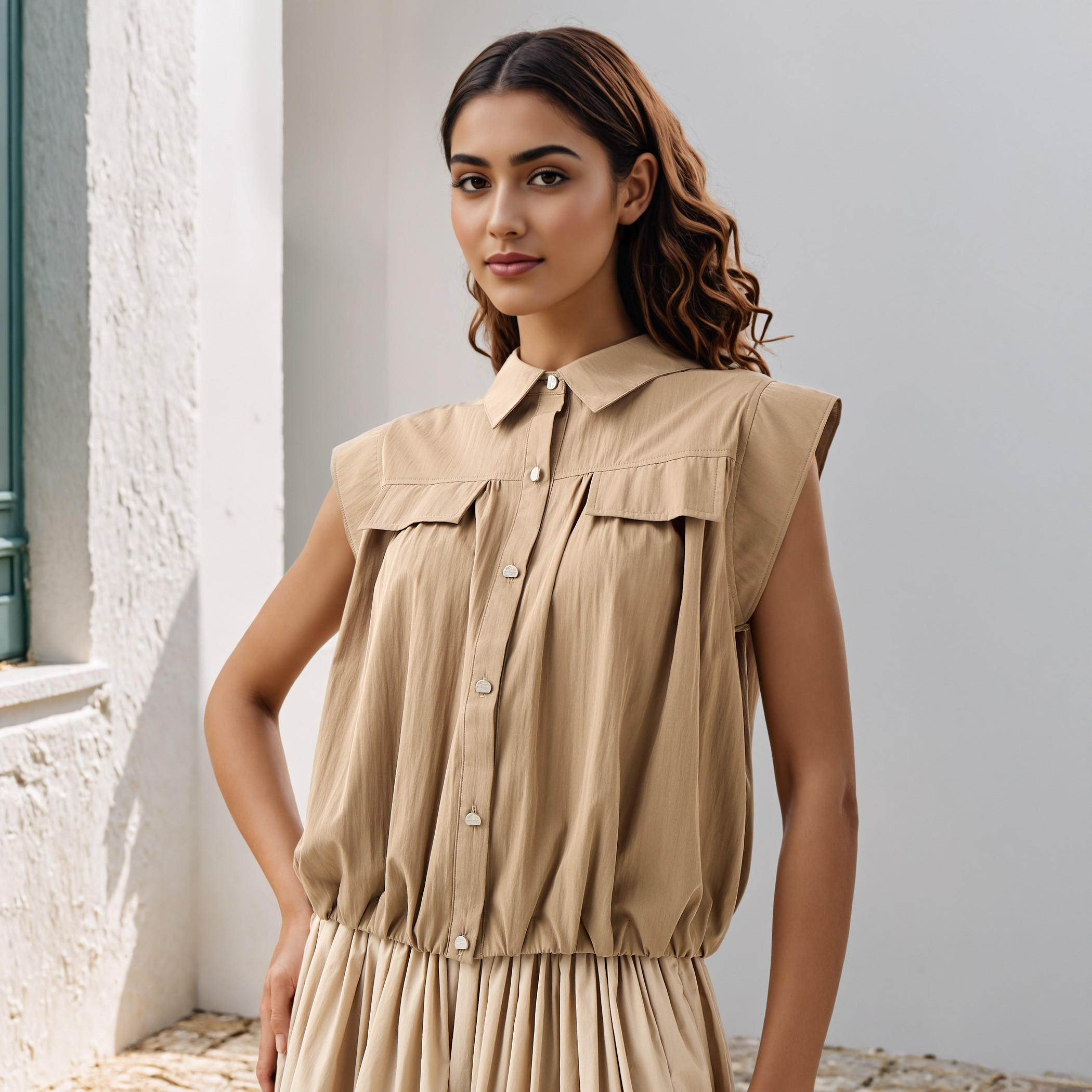 قميص دون أكمام بياقة عادية وطيات-women-clothing-shirtsandblouses-shirts-image-5