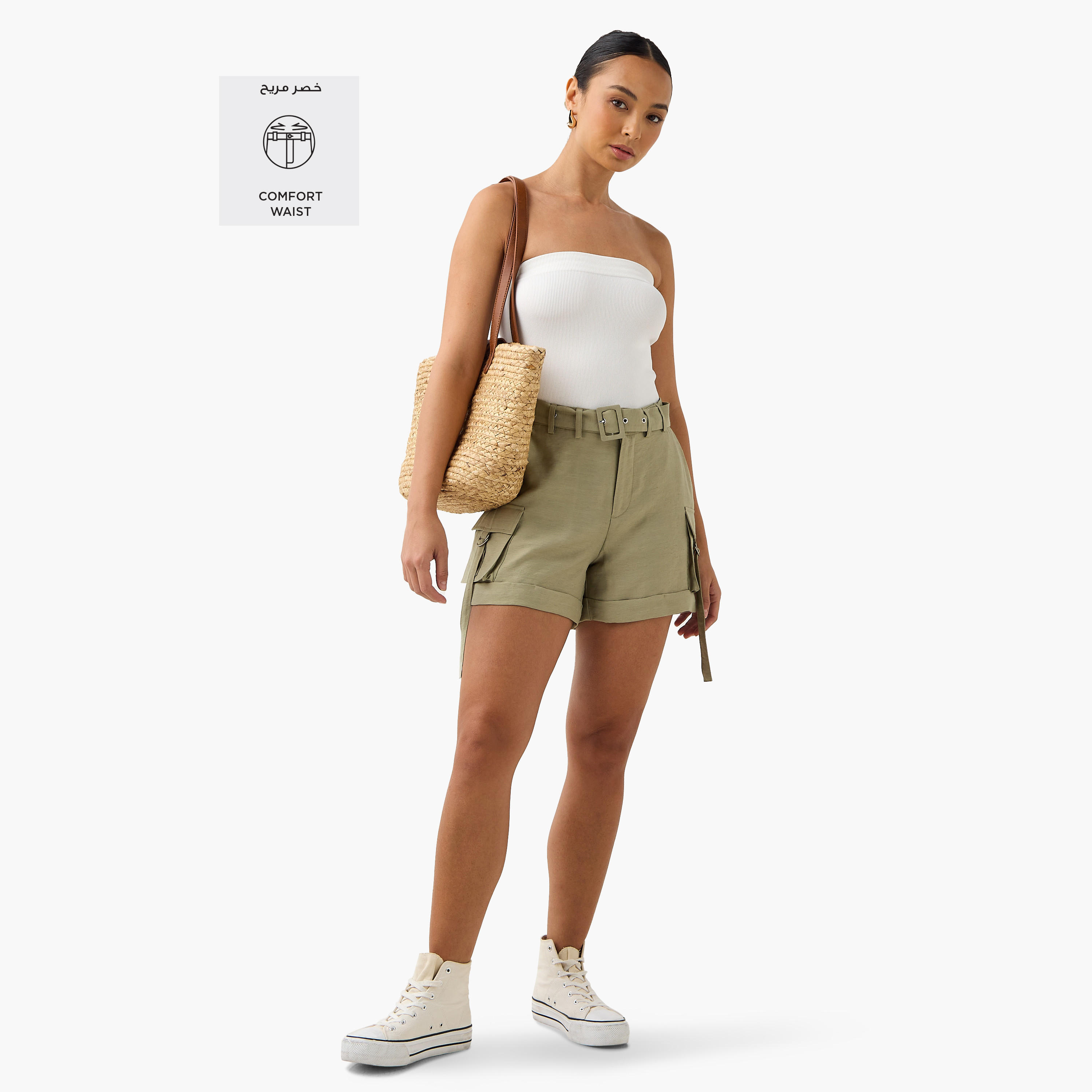 Belted Cargo Linen Blend Shorts-women-clothing-bottoms-shorts-image-2