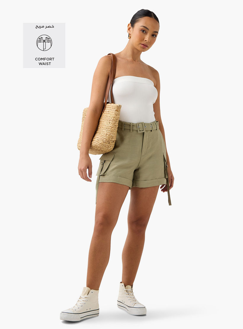 Belted Cargo Linen Blend Shorts-women-clothing-bottoms-shorts-image-2