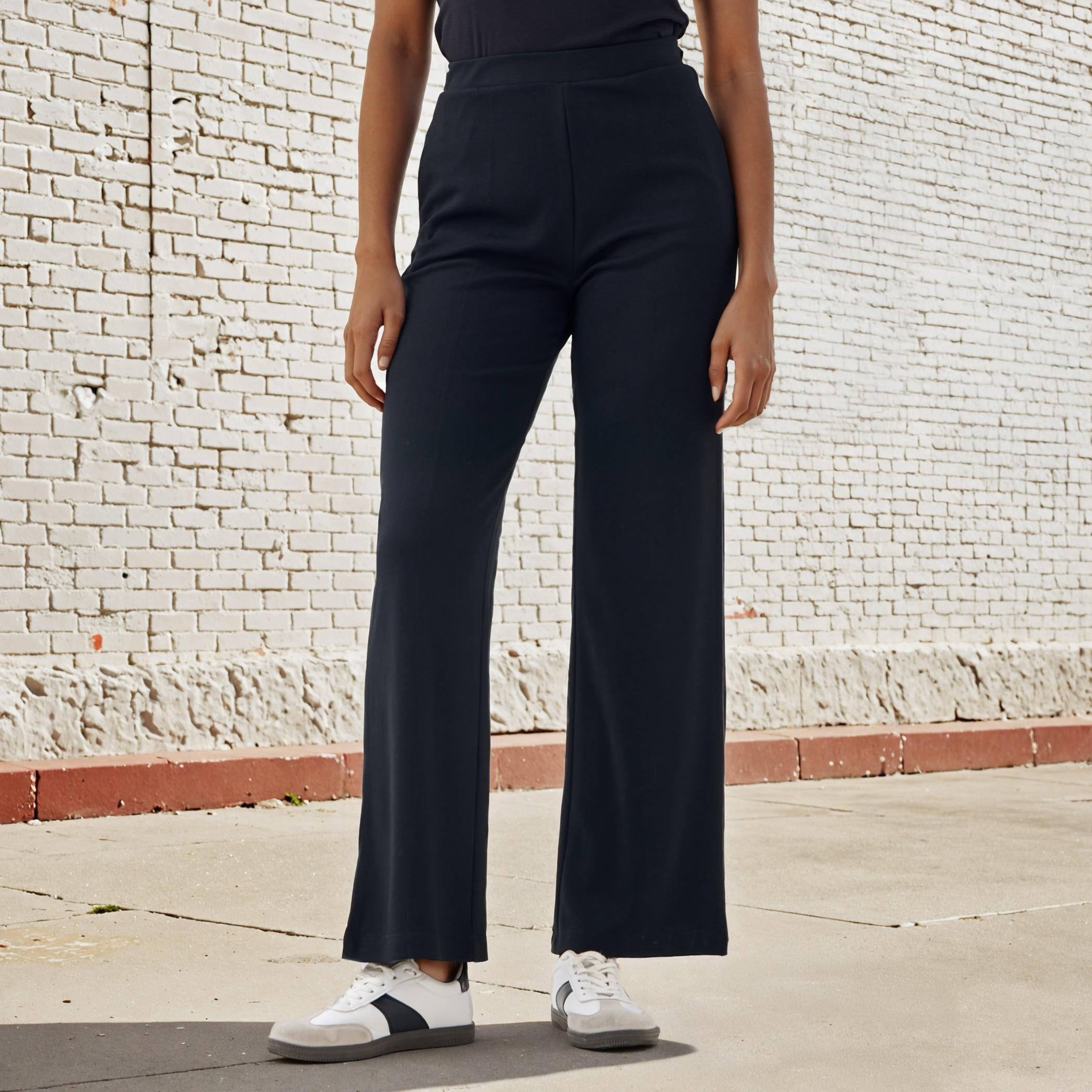 Regular Fit Mid Rise Flexi Waist Pants with Pockets-women-clothing-bottoms-trousers-image-1