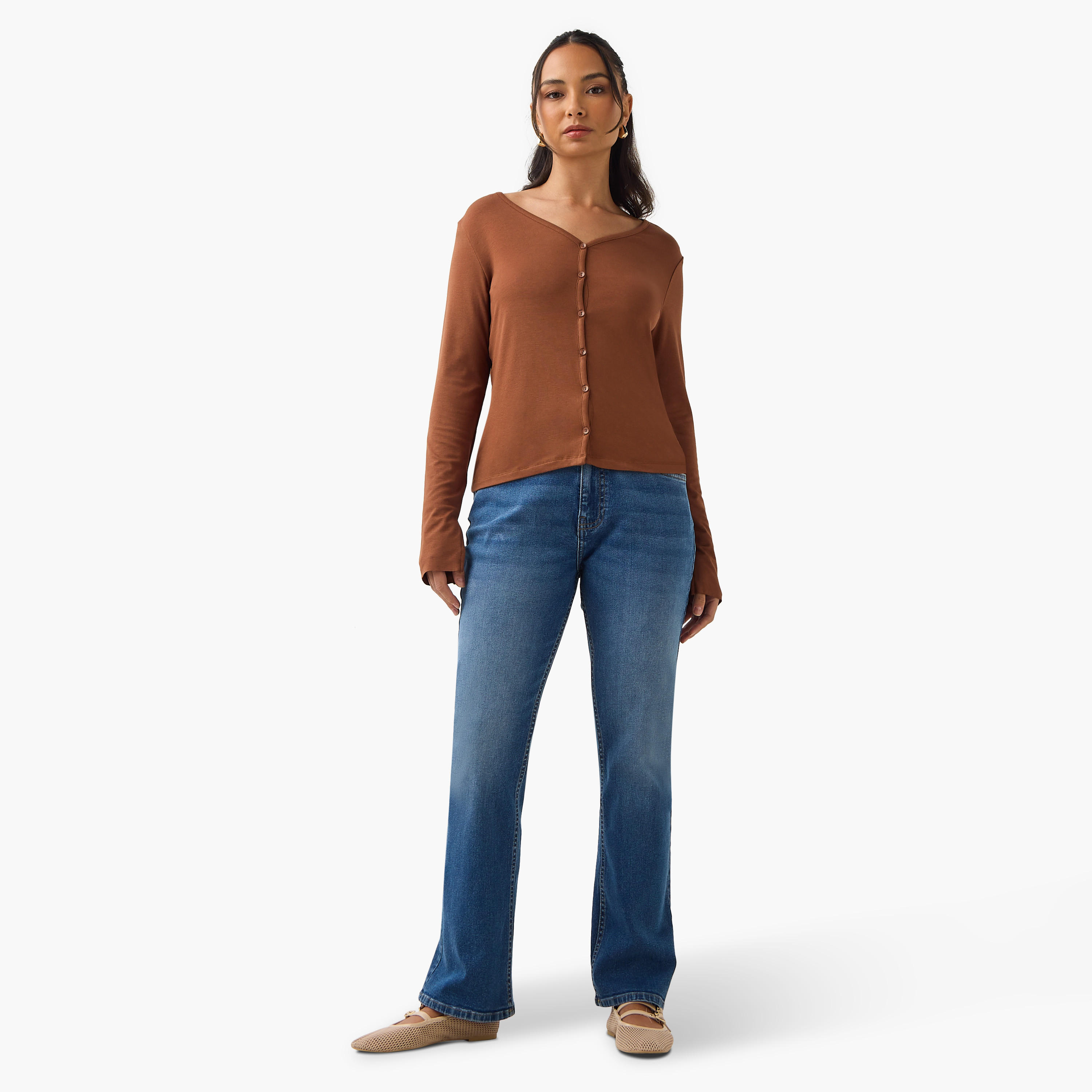 Regular Fit Plain Cardigan-women-winterwear-cardigansandjumpers-cardigans-image-2