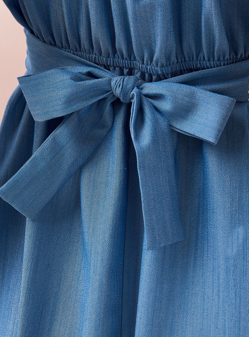 Knot Detail Dress with Tie-Up Belt and Flutter Sleeves-women-clothing-dresses-image-5