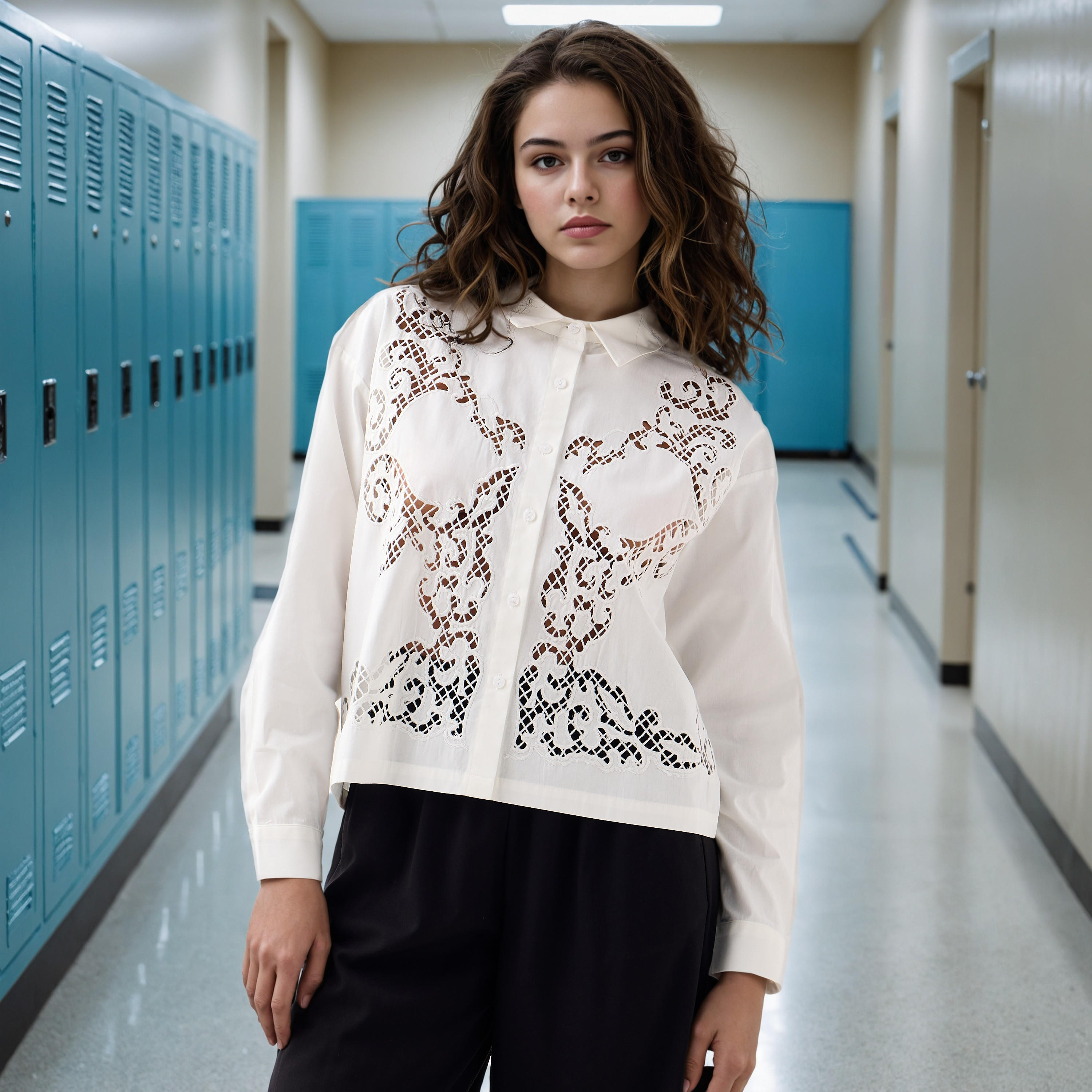 Cutwork Cotton Shirt with Long Sleeves-women-clothing-shirtsandblouses-shirts-image-1