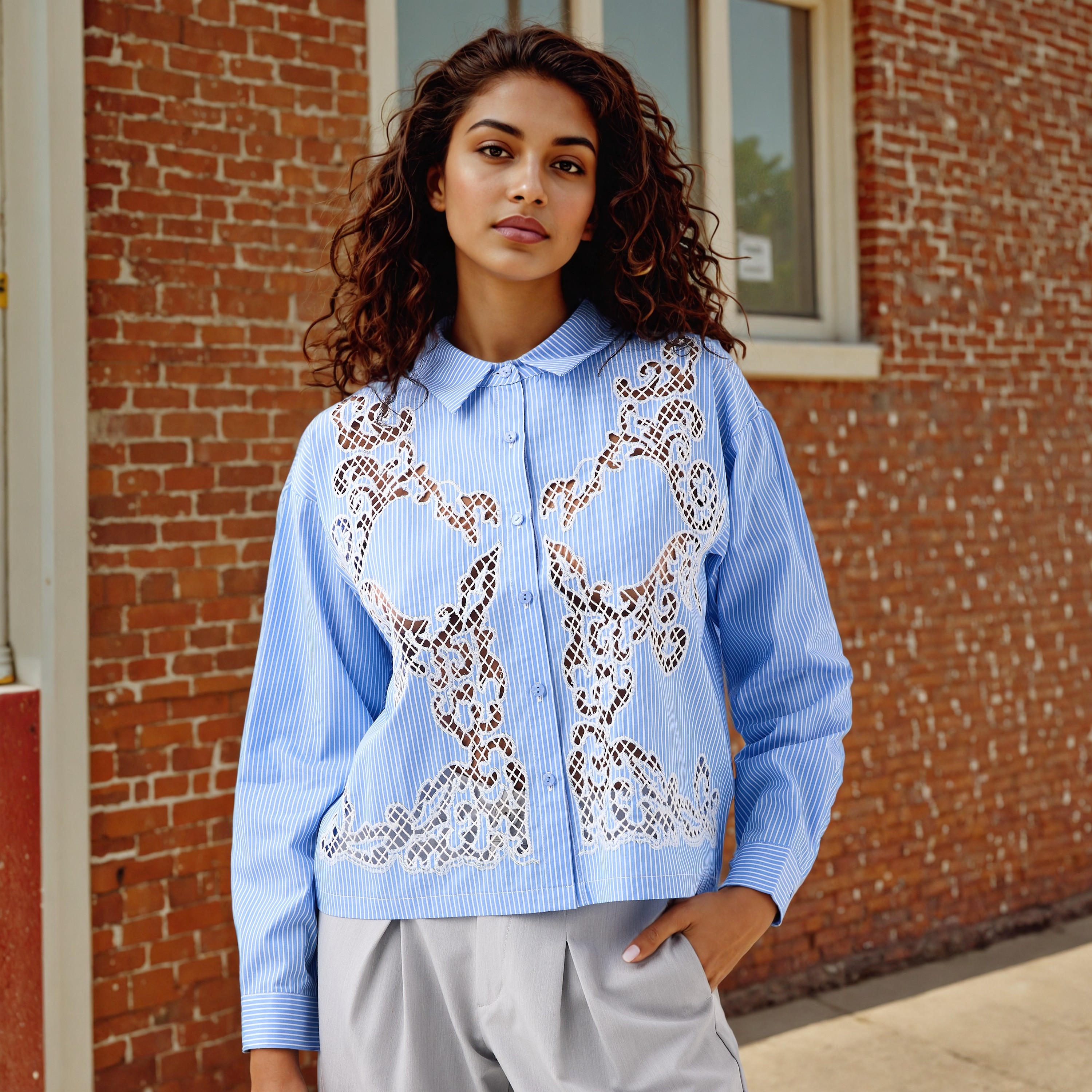 قميص مخطط بأكمام طويلة وتفاصيل مفرغة-women-clothing-shirtsandblouses-shirts-image-6