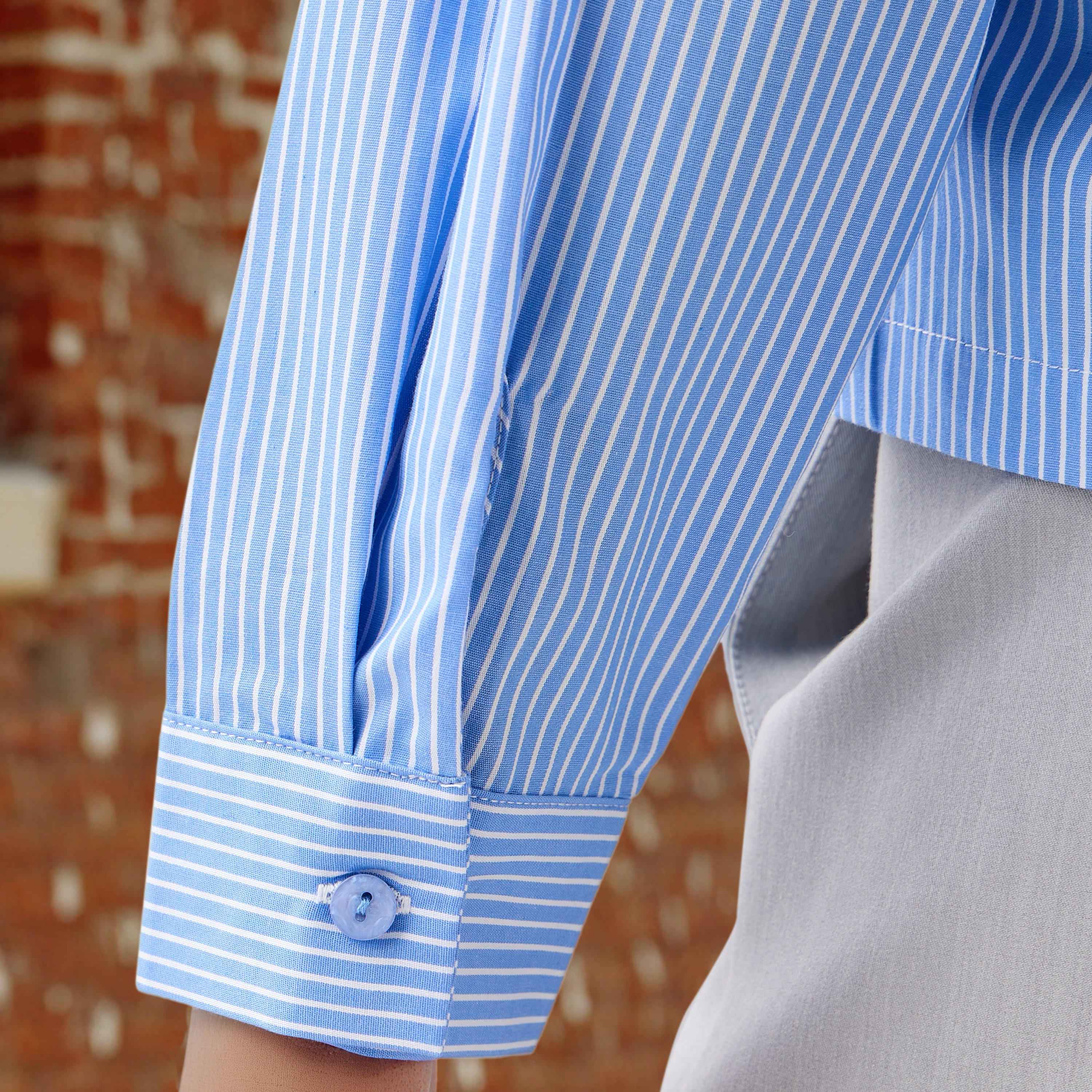قميص مخطط بأكمام طويلة وتفاصيل مفرغة-women-clothing-shirtsandblouses-shirts-image-1