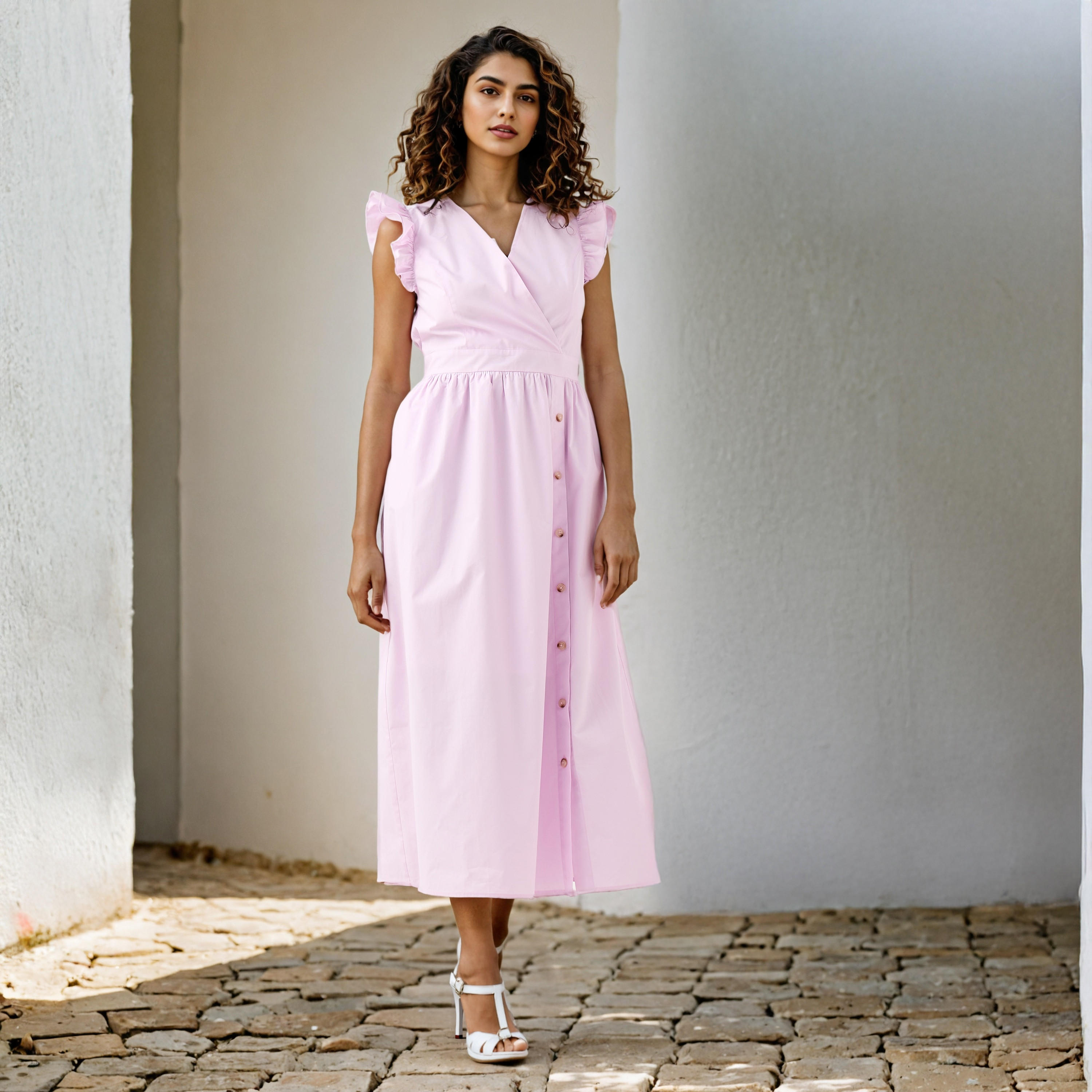 Ruffled Sleeveless Cotton Dress-women-clothing-dresses-image-2