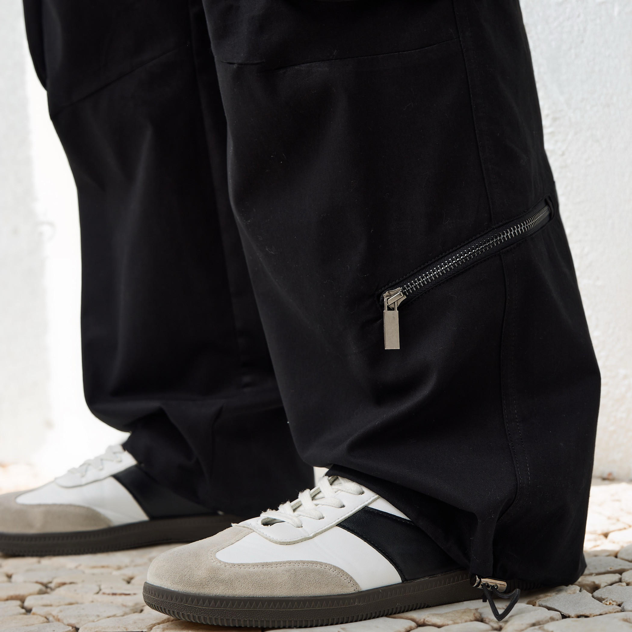 Cargo Pants with Zipper Pockets and Drawstring Closure-women-clothing-bottoms-trousers-image-5