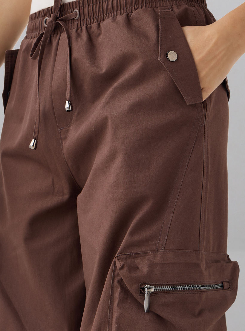 Flexi Waist Cargo Pants with Zipper Pockets-women-clothing-bottoms-trousers-image-4