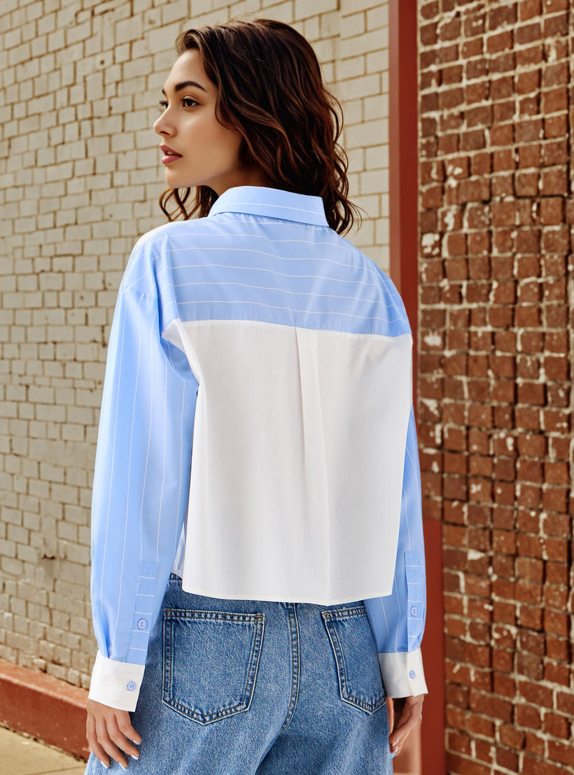 Striped Cropped Shirt-women-clothing-shirtsandblouses-shirts-image-3