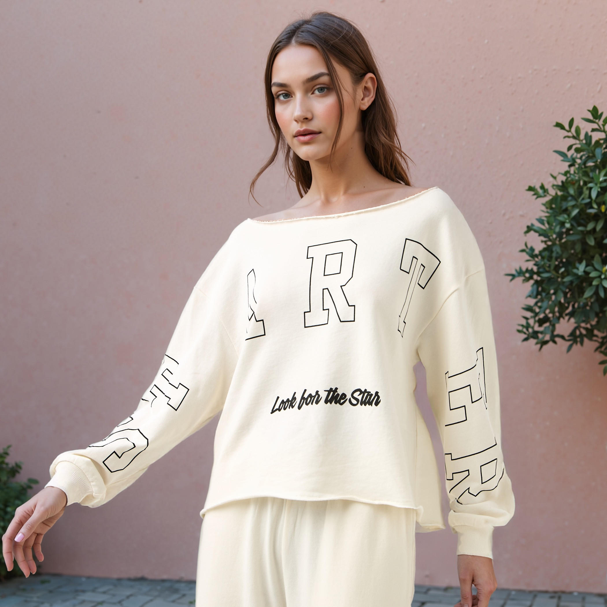سويت شيرت قصير بطبعات وياقة عميقة وأكمام طويلة-women-winterwear-hoodiesandsweatshirts-sweatshirts-image-1