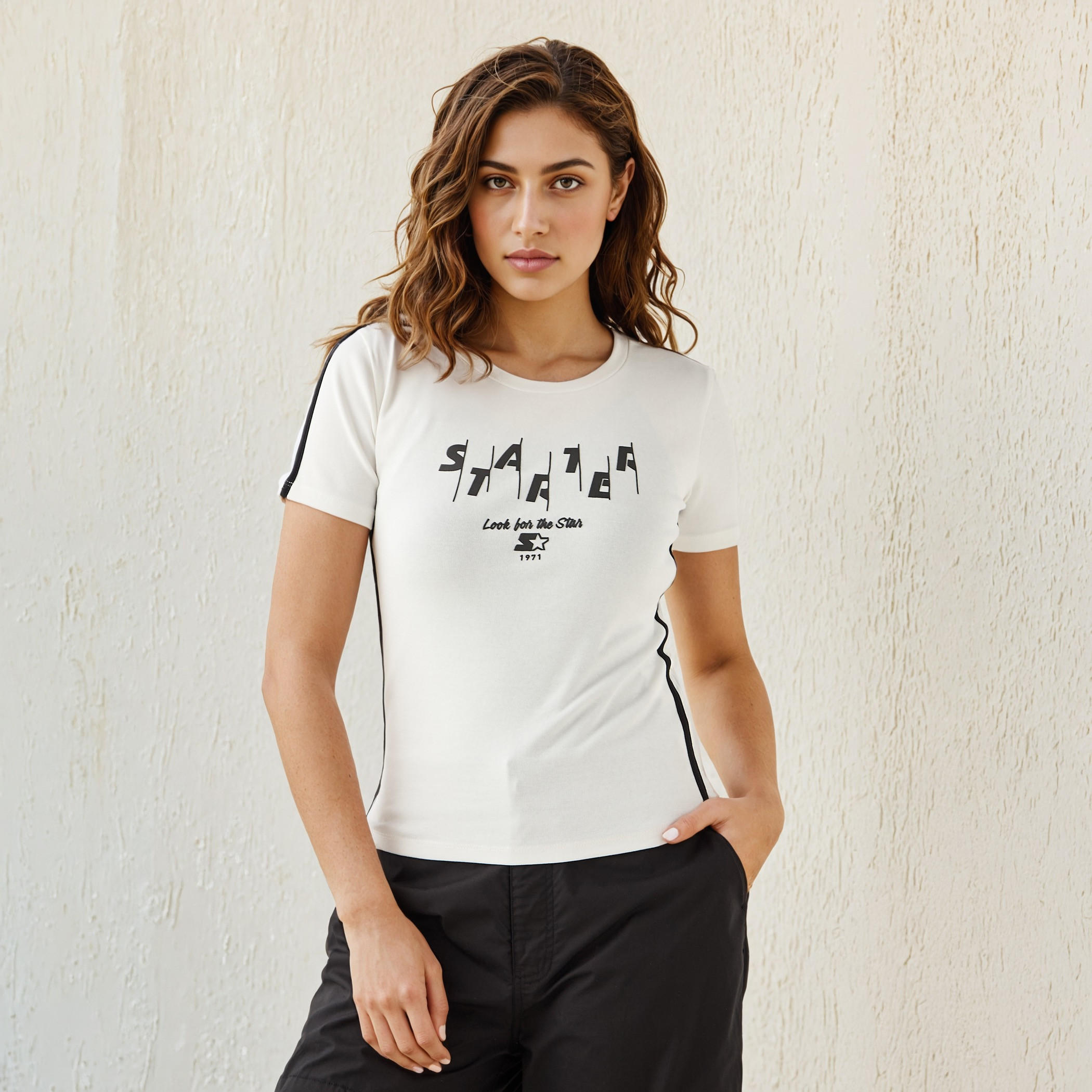 Starter Print T-shirt with Crew Neck and Short Sleeves-women-clothing-tshirts-image-1