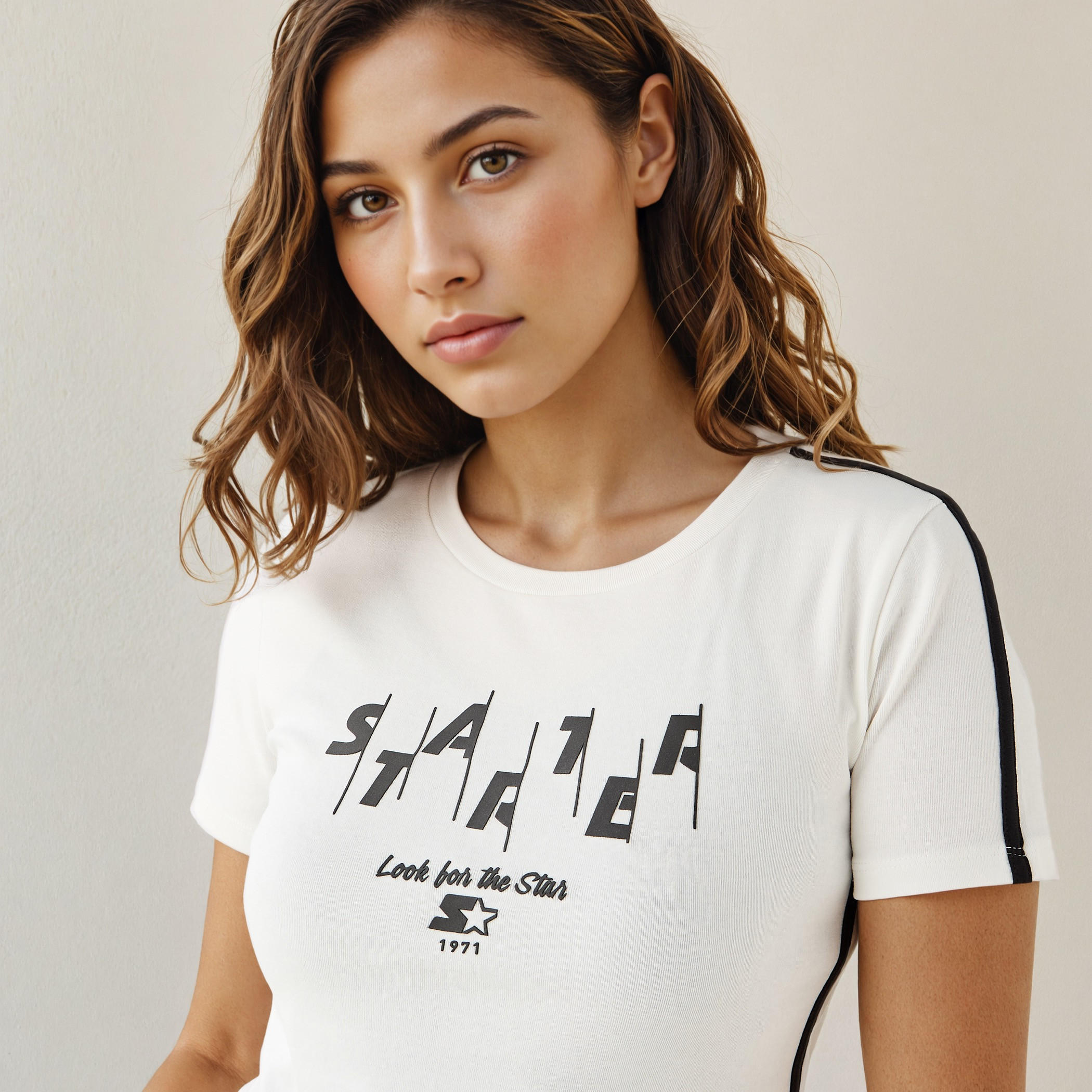Starter Print T-shirt with Crew Neck and Short Sleeves-women-clothing-tshirts-image-4