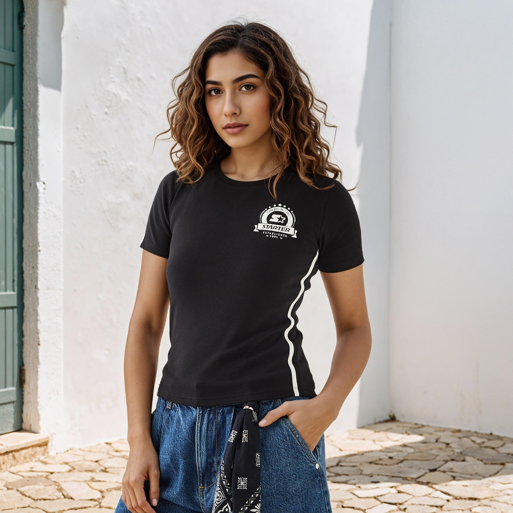 Starter Print T-shirt with Crew Neck and Short Sleeves-women-clothing-tshirts-image-1