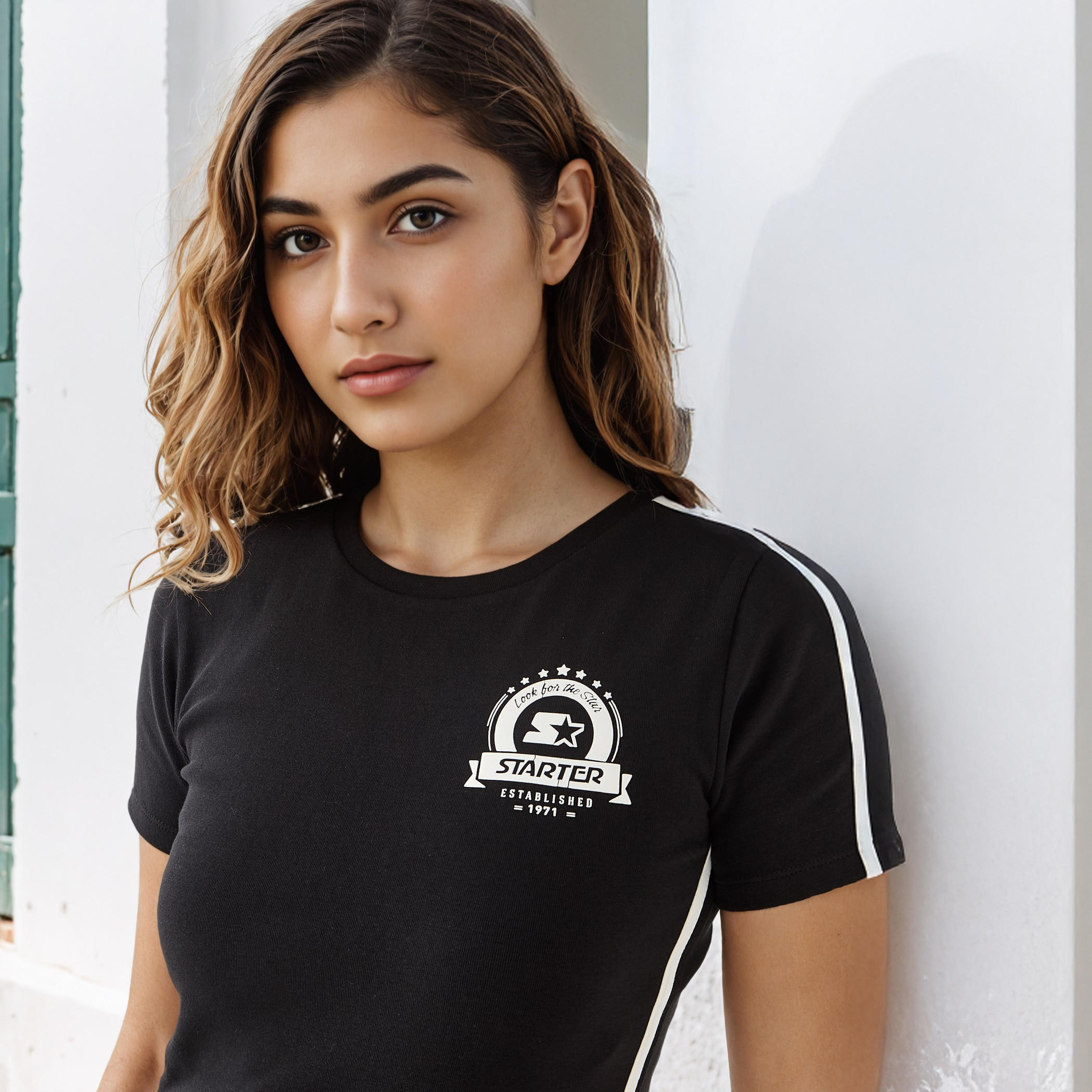 Starter Print T-shirt with Crew Neck and Short Sleeves-women-clothing-tshirts-image-4