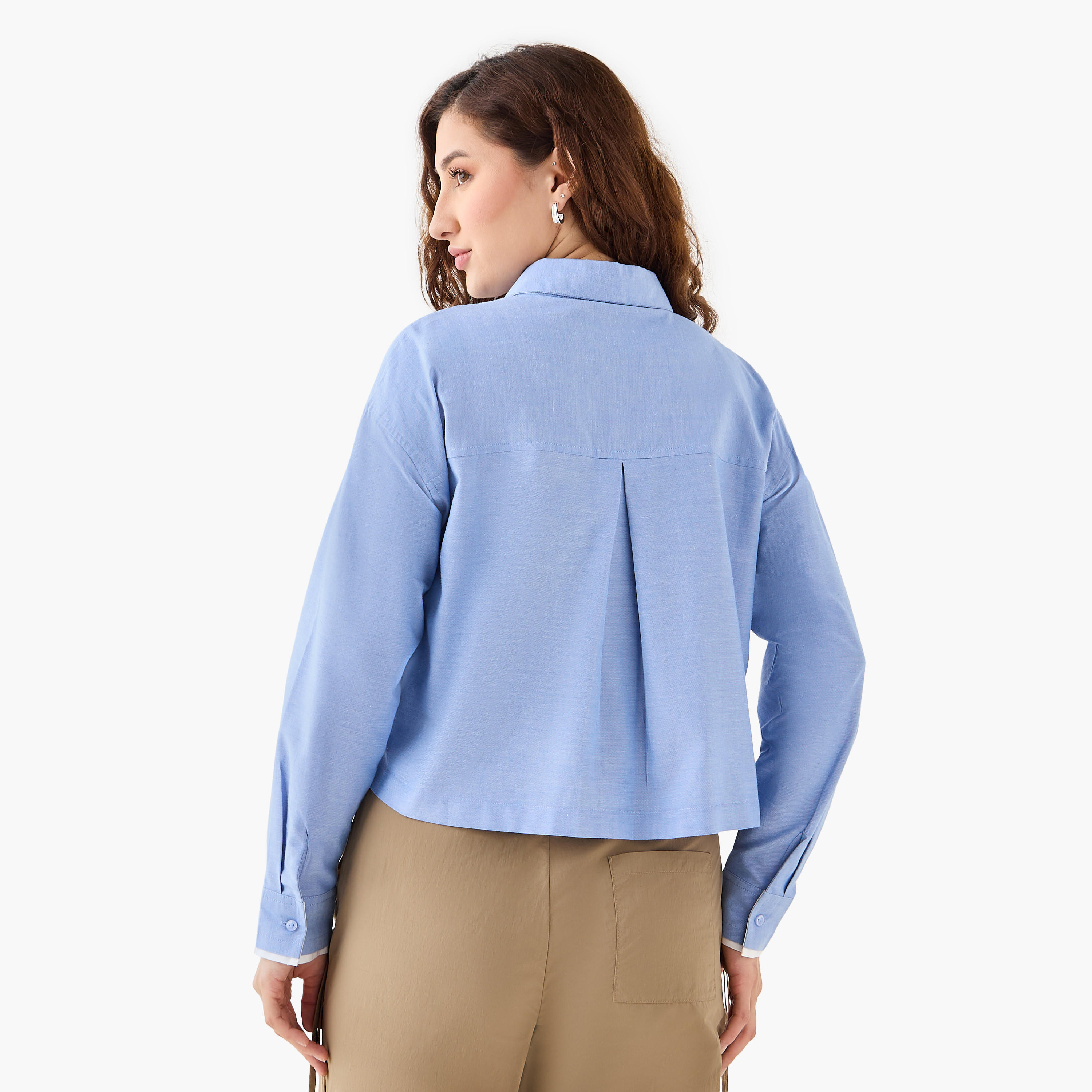 Flap Pocket Crop Cotton Shirt-women-clothing-shirtsandblouses-shirts-image-3