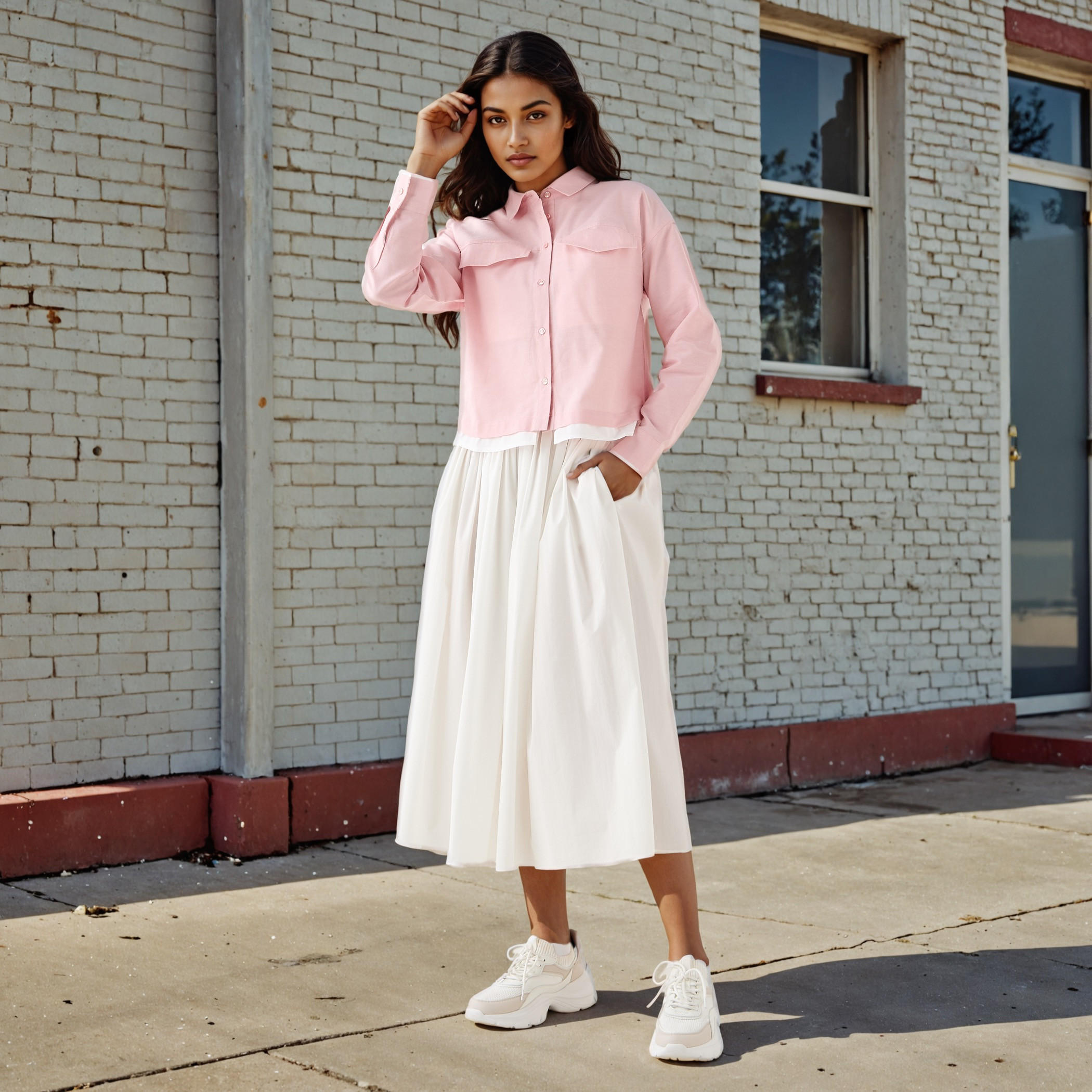 Flap Pocket Crop Cotton Shirt-women-clothing-shirtsandblouses-shirts-image-2