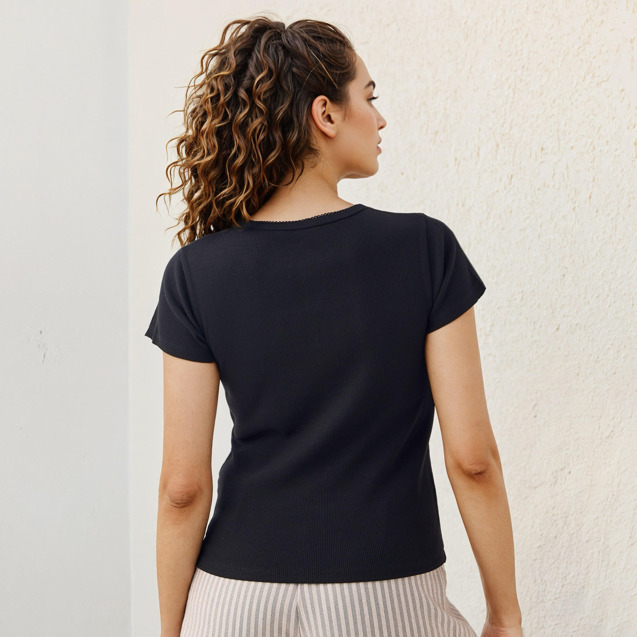 Ribbed Henley Neck T-shirt-women-clothing-tshirts-image-3