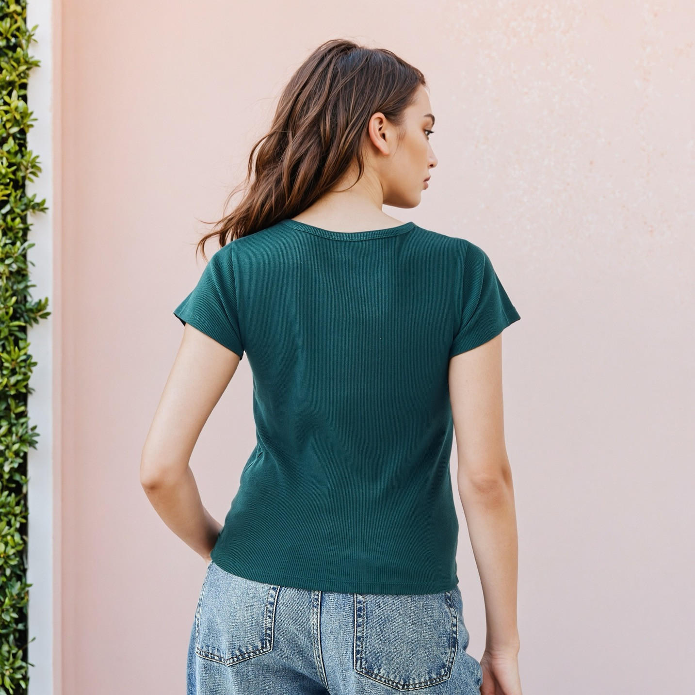 تيشيرت مضلع بياقة هينلي-women-clothing-tshirts-image-3