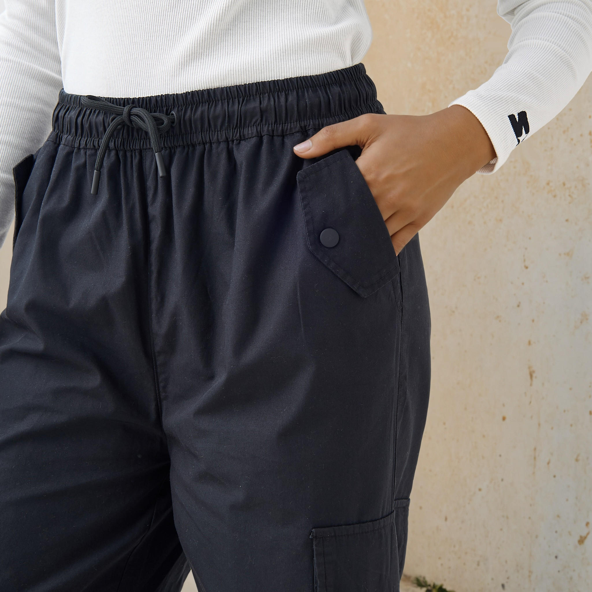 Utility Cargo Pants with Drawstring Closure-women-clothing-bottoms-joggers-image-4