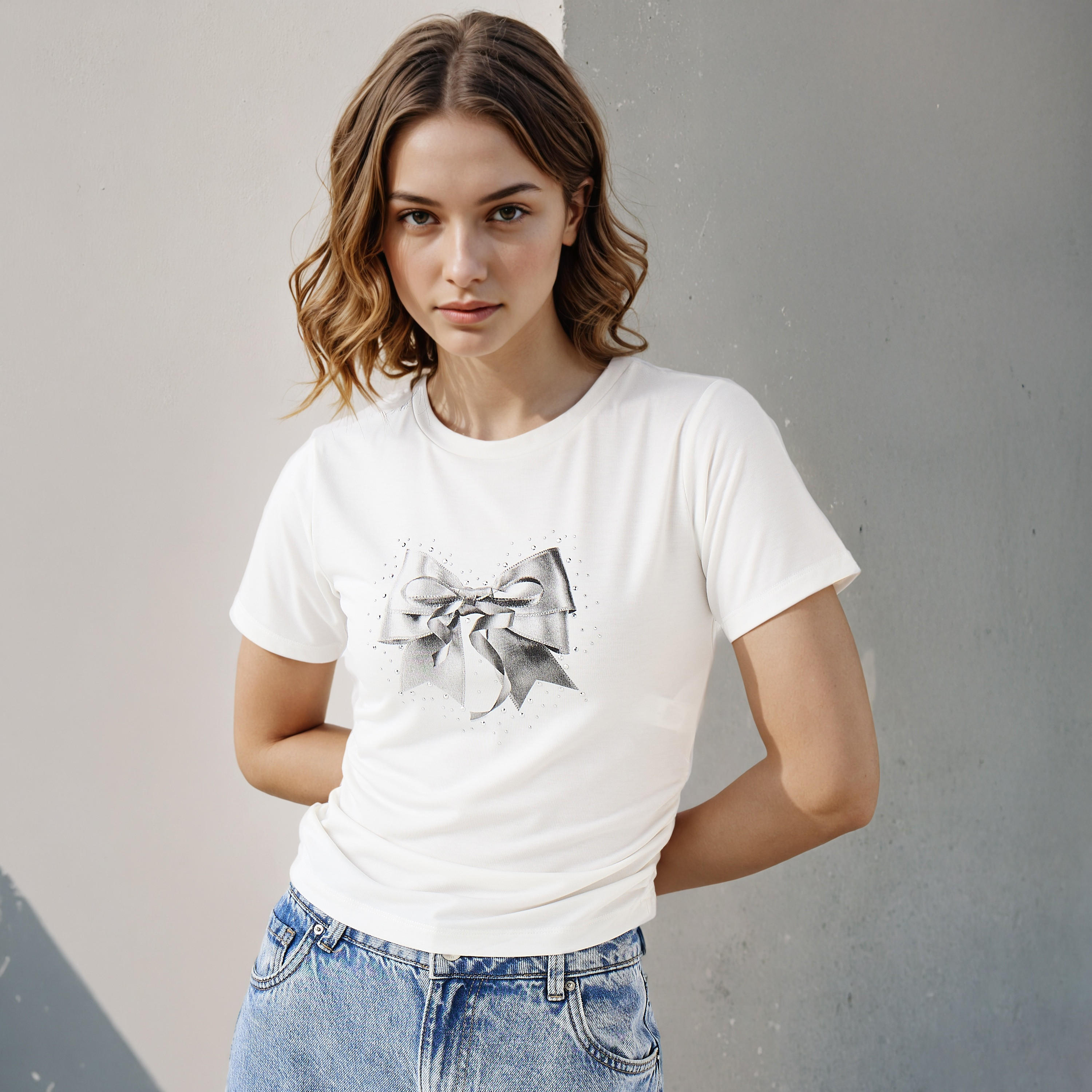 Embellished Ruched T-shirt-women-clothing-tshirts-image-1