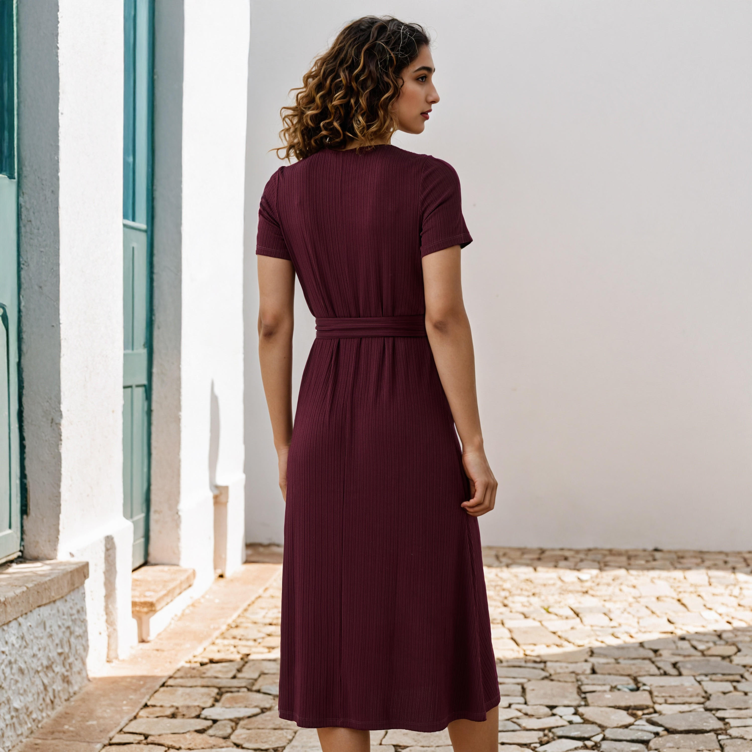 فستان ميدي مضلع بحزام قابل للفصل-women-clothing-dresses-image-3