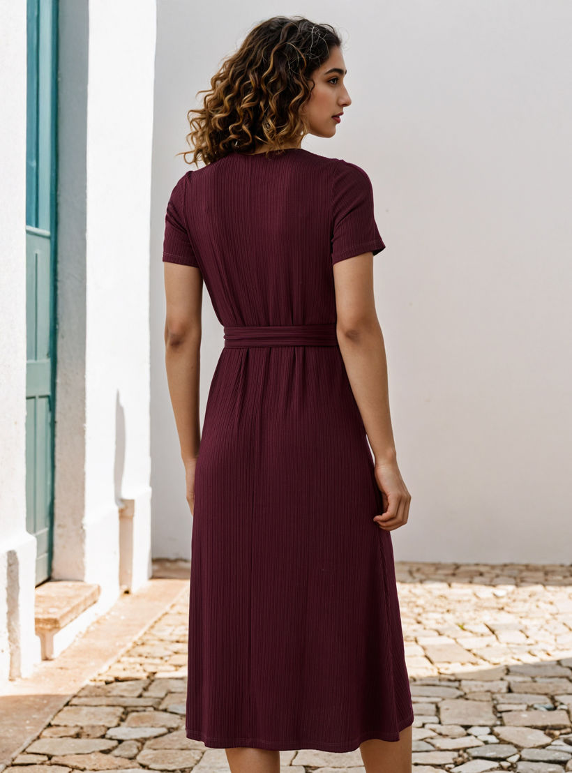 فستان ميدي مضلع بحزام قابل للفصل-women-clothing-dresses-image-3