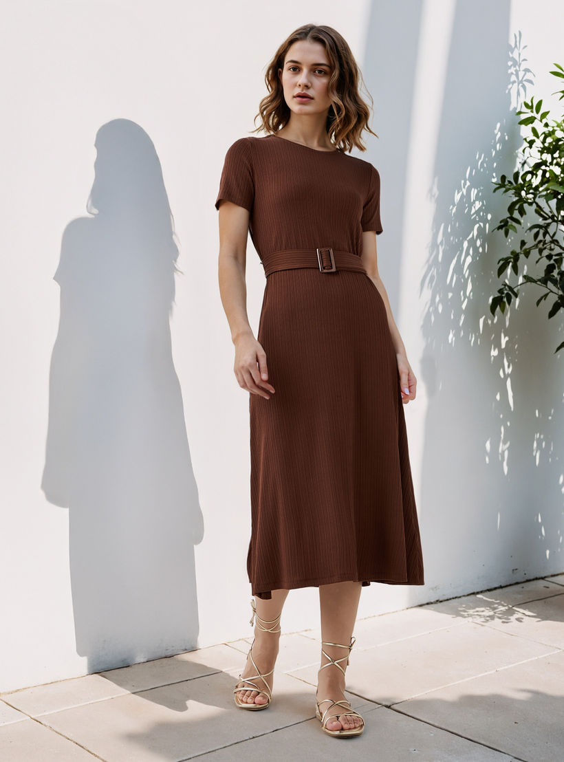 Ribbed Midi Dress with Detachable Belt-women-clothing-dresses-image-2