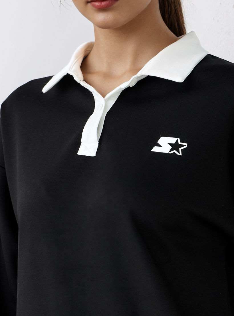 سويت شيرت بياقة وطبعات شعار من ستارتر-women-winterwear-hoodiesandsweatshirts-sweatshirts-image-5