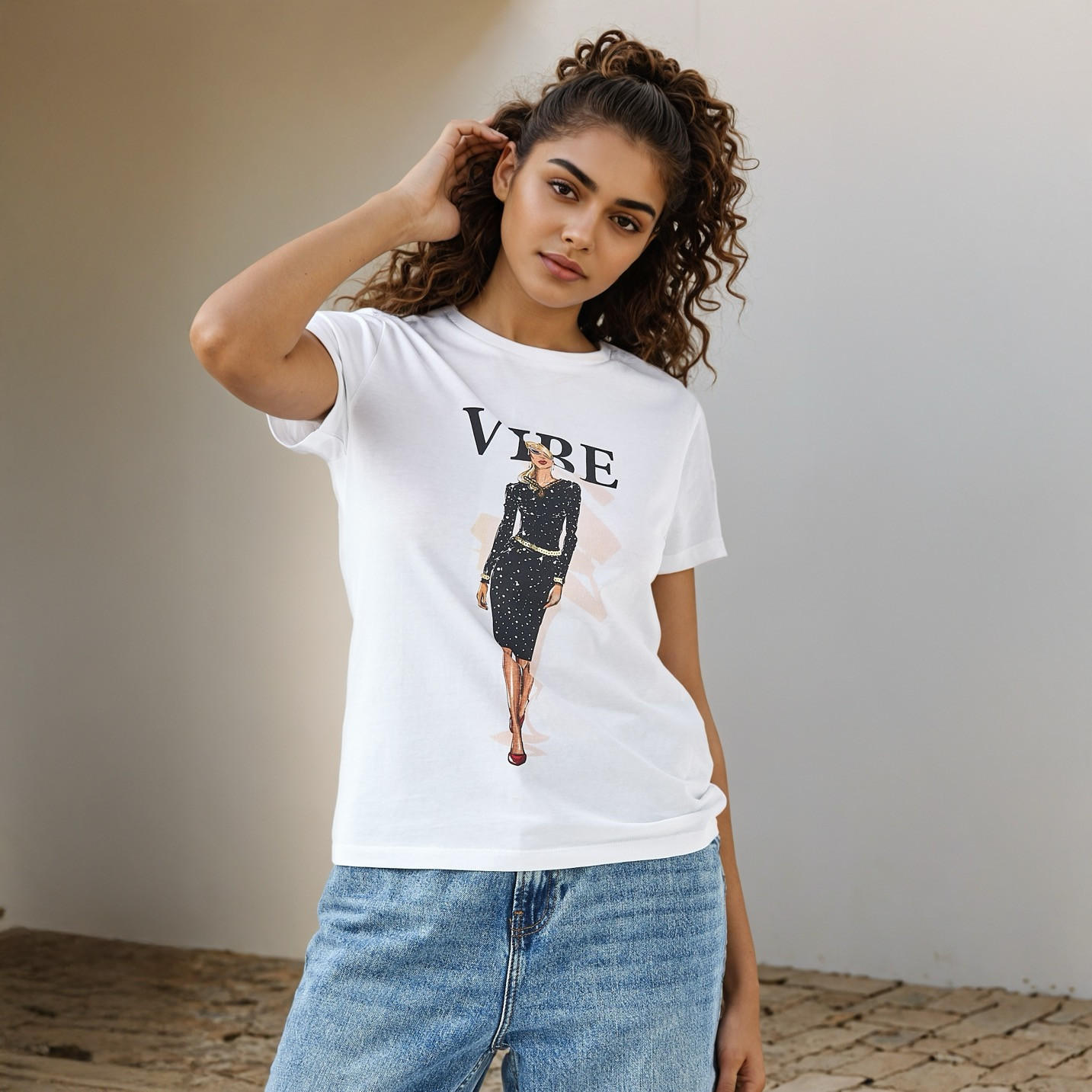 Printed Crew Neck T-shirt-women-clothing-tshirts-image-1