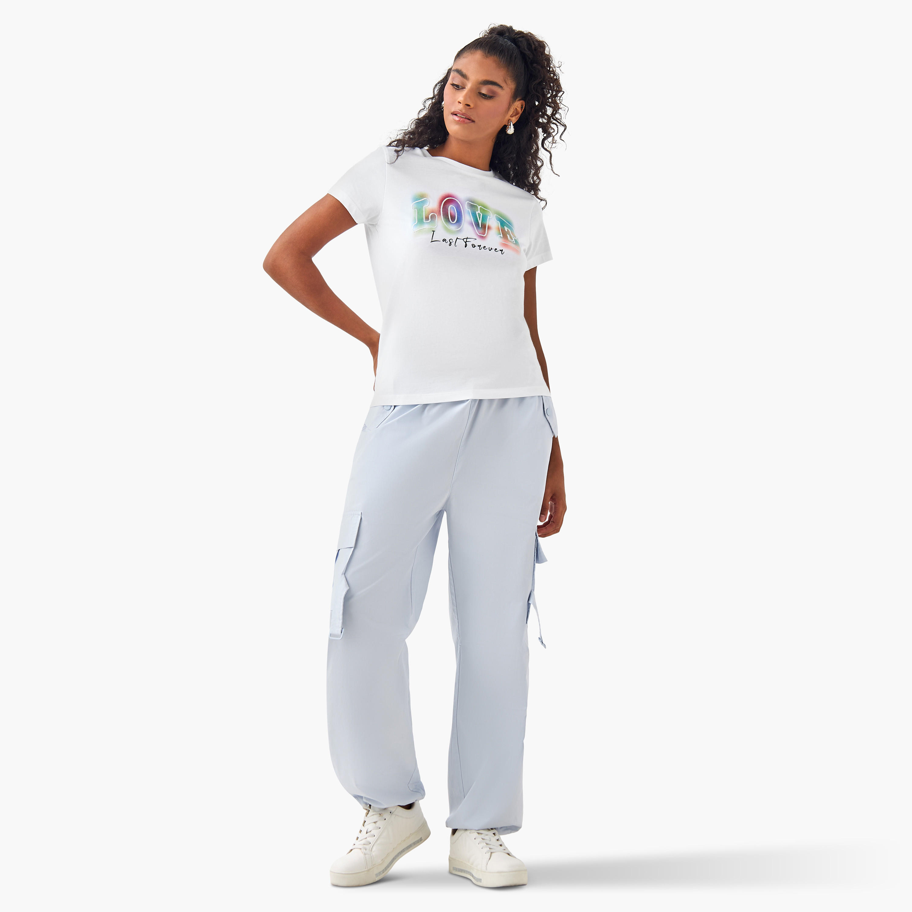 Embroidered Crew Neck T-shirt-women-clothing-tshirts-image-2