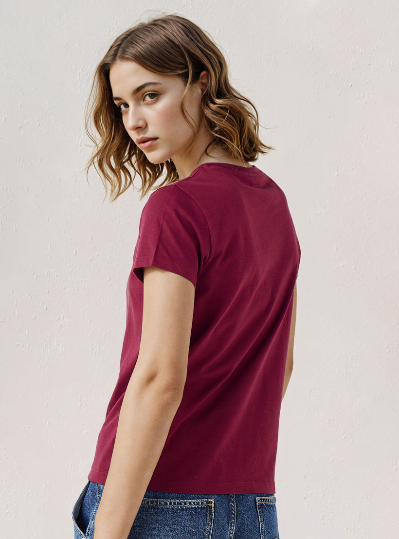 Embroidered Crew Neck T-shirt-women-clothing-tshirts-image-3