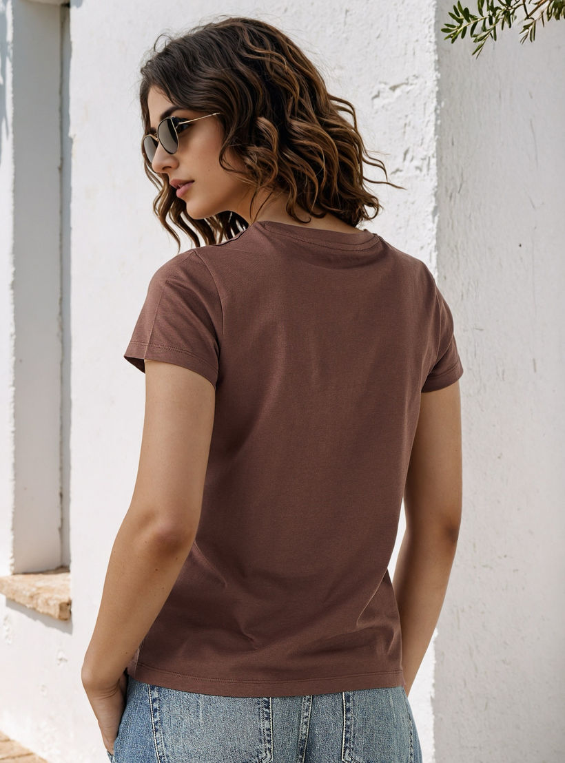 Embroidered Crew Neck T-shirt-women-clothing-tshirts-image-3