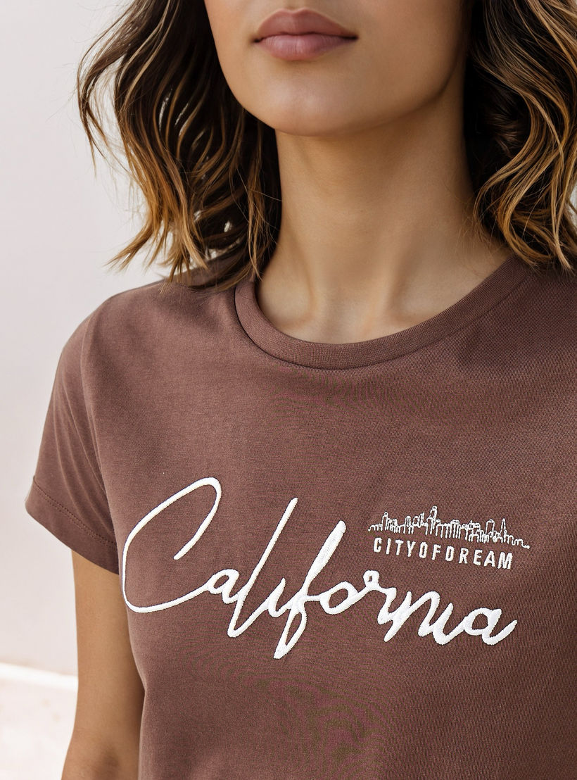 Embroidered Crew Neck T-shirt-women-clothing-tshirts-image-4