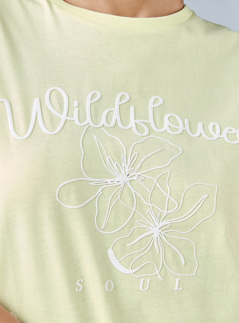 Floral Print Crew Neck T-shirt-women-clothing-tshirts-image-4