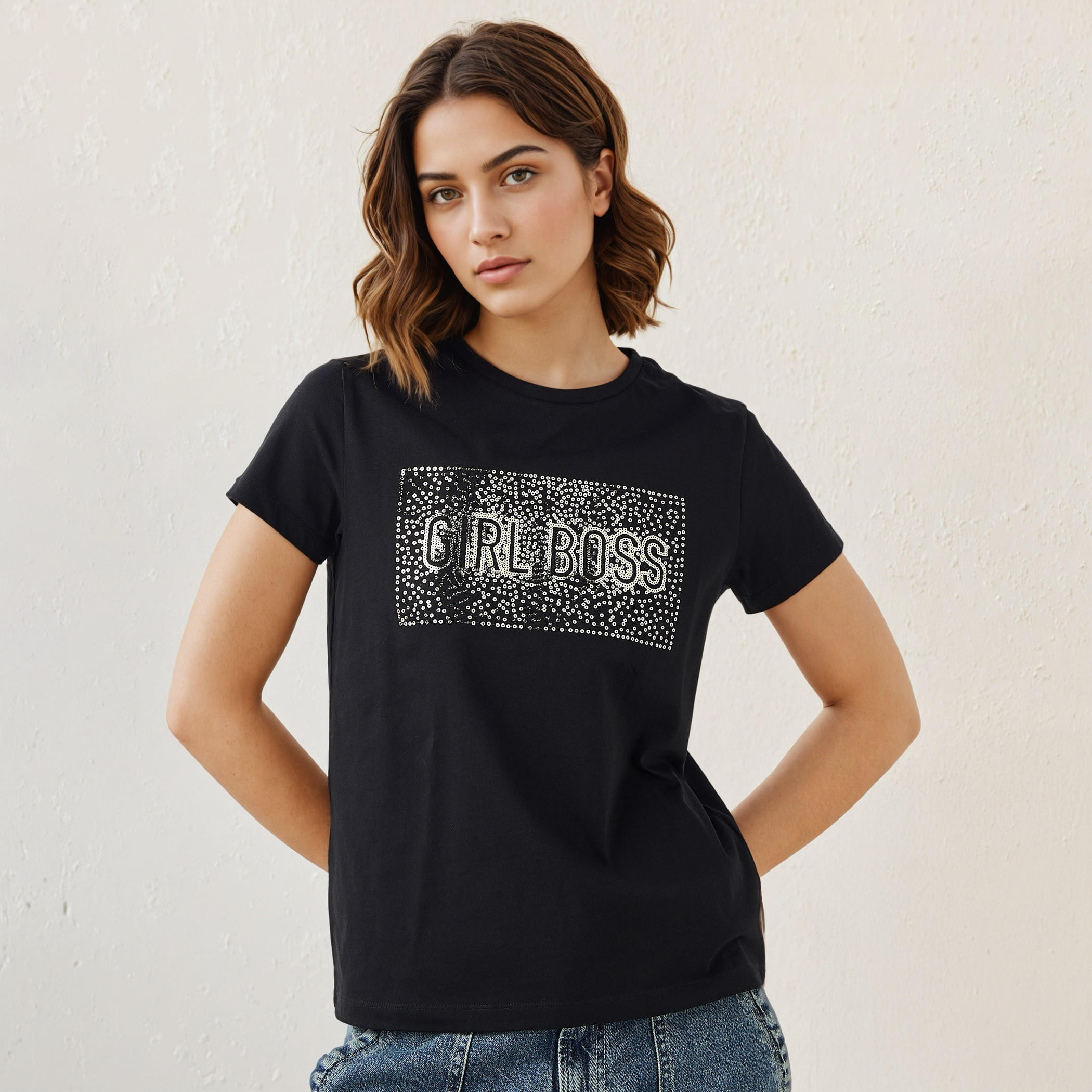 Embellished Crew Neck T-shirt-women-clothing-tshirts-image-1
