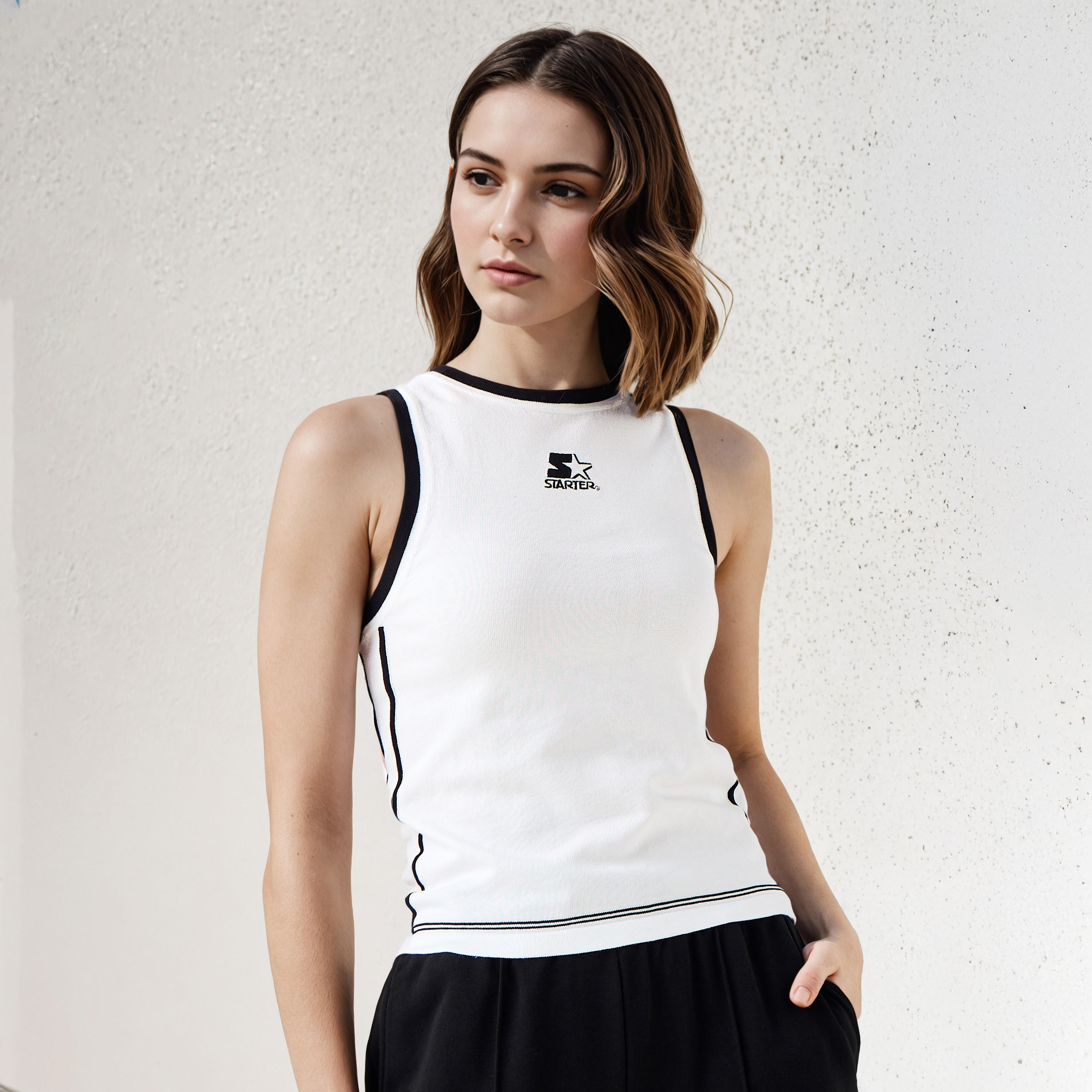 Starter Logo Embroidered Tank Top-women-clothing-tshirts-image-1