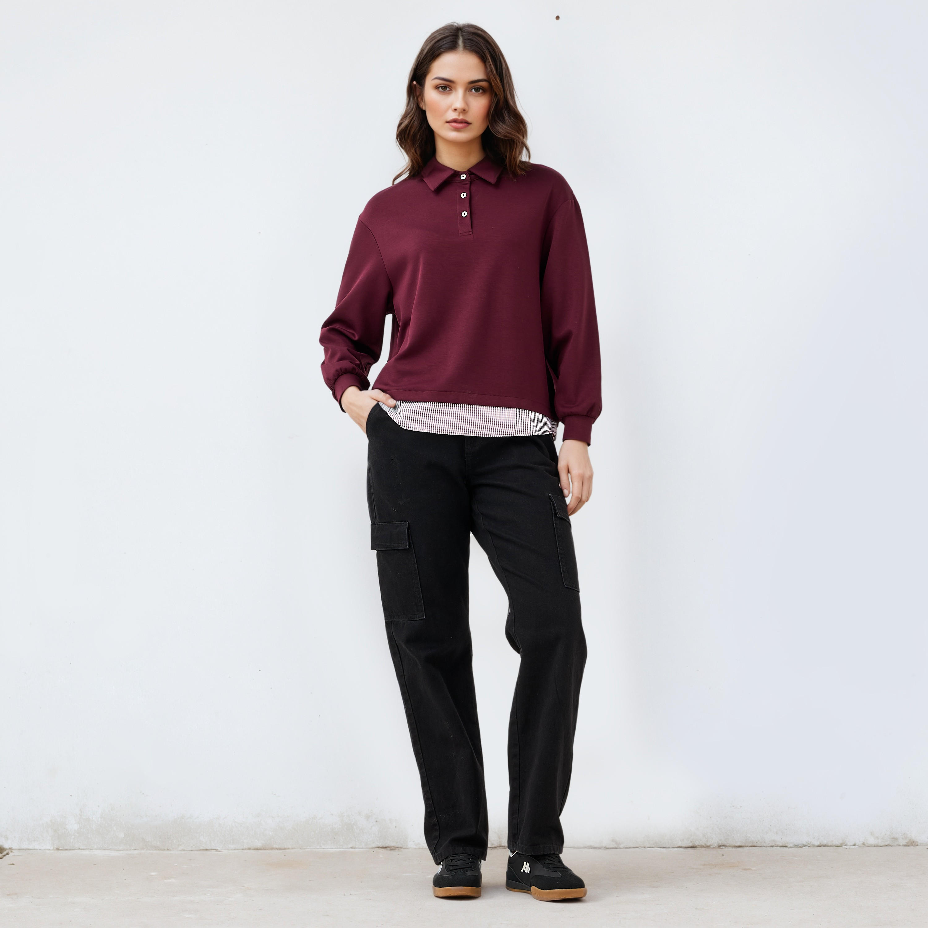 Collared Neoprene Sweatshirt-women-winterwear-hoodiesandsweatshirts-sweatshirts-image-2
