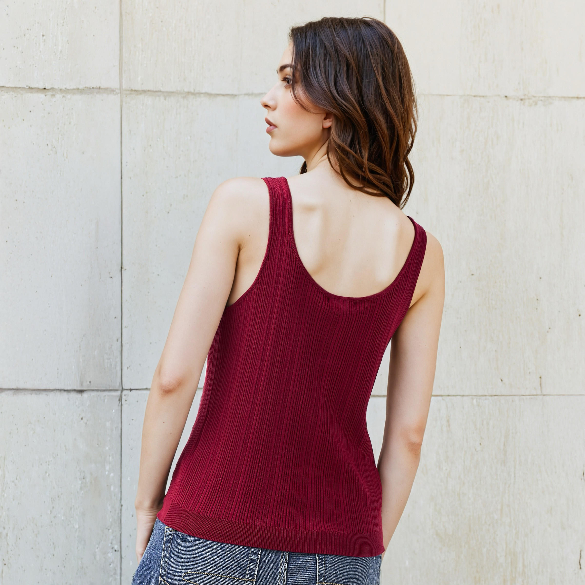 Tank Top with Hook Accent Viscose Blend-women-clothing-tshirts-image-3