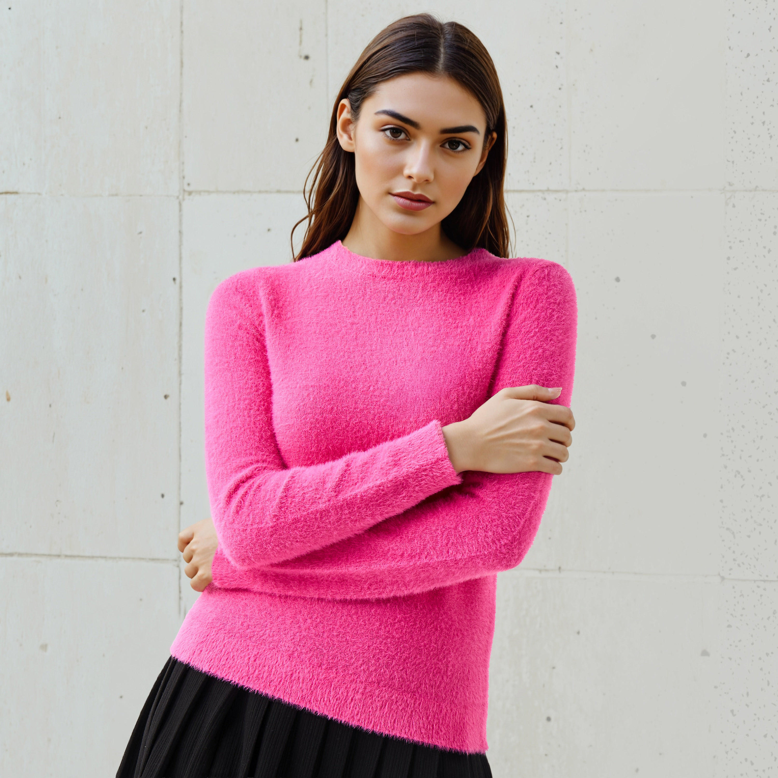 Faux Fur Crew Neck Sweater-women-clothing-cardigansandjumpers-jumpers-image-1