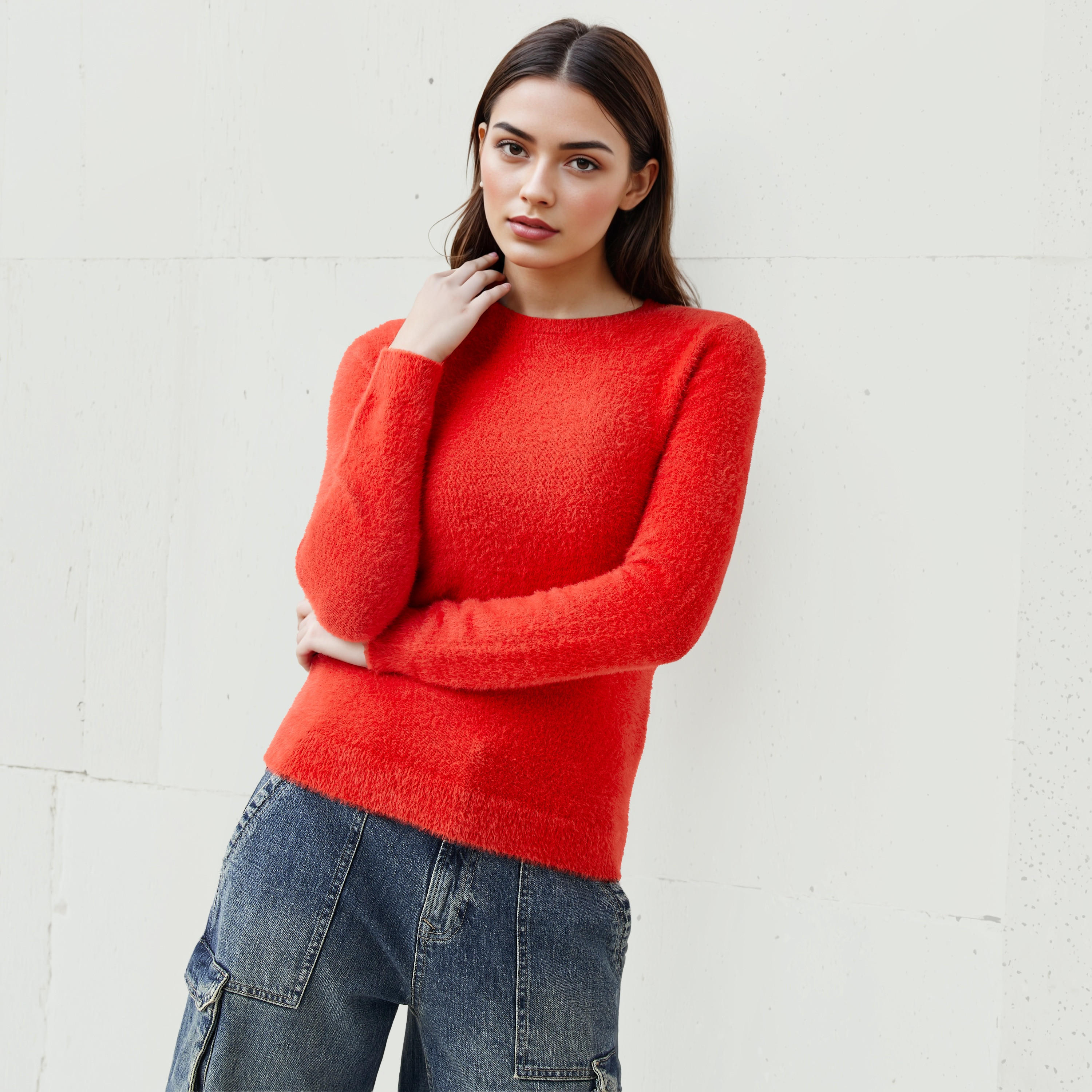 Faux Fur Crew Neck Sweater-women-clothing-cardigansandjumpers-jumpers-image-1