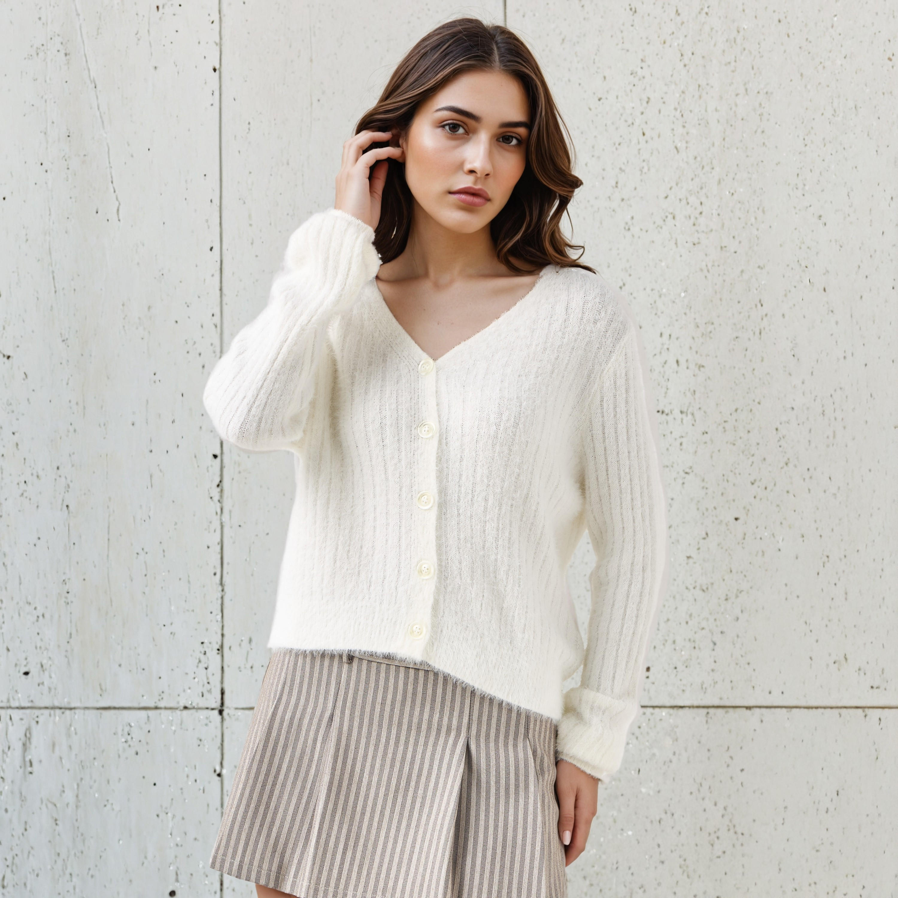 Regular Fit Textured V-neck Cardigan-women-winterwear-cardigansandjumpers-cardigans-image-1