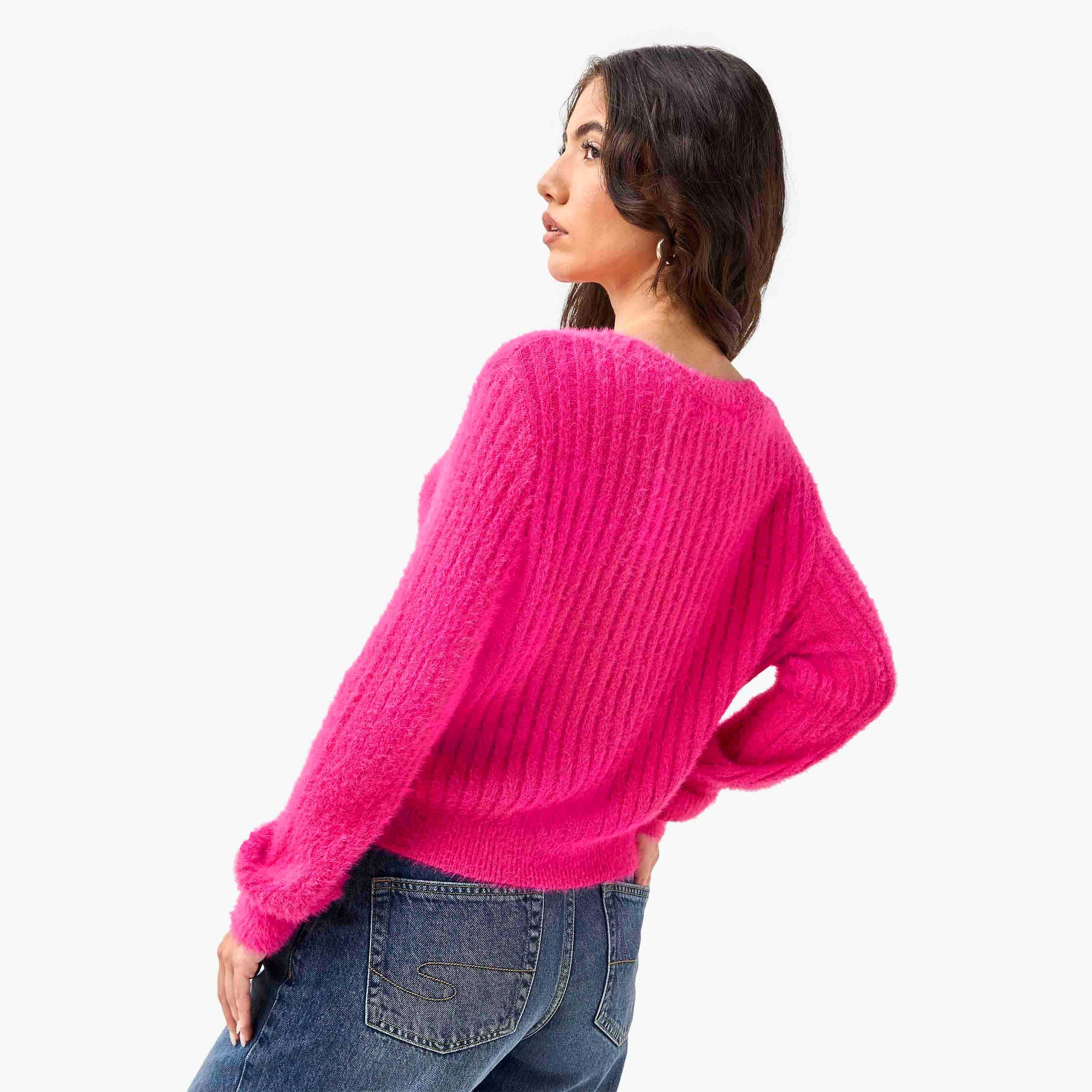 Regular Fit Textured V-neck Cardigan-women-winterwear-cardigansandjumpers-cardigans-image-4