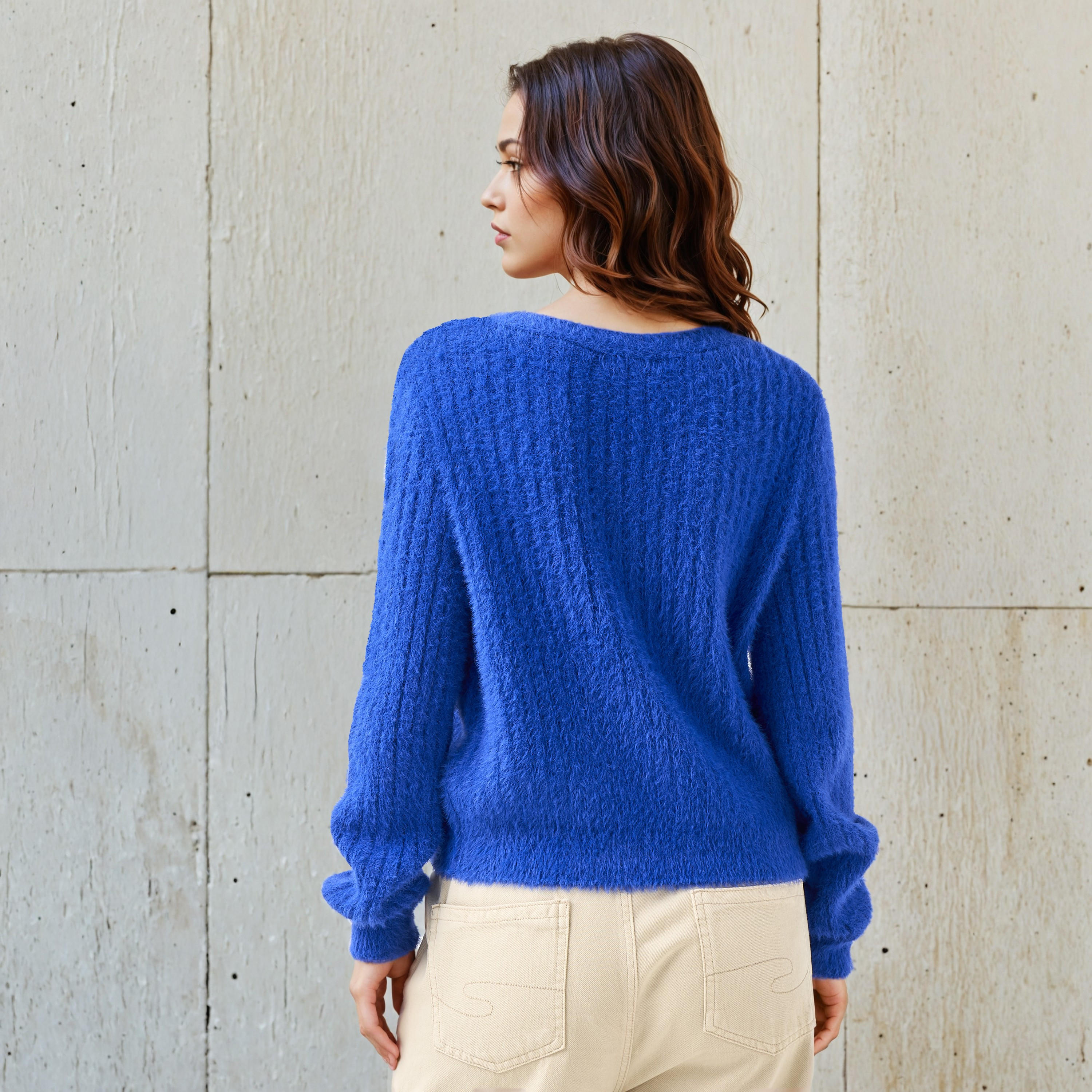 Regular Fit Textured V-neck Cardigan-women-winterwear-cardigansandjumpers-cardigans-image-3