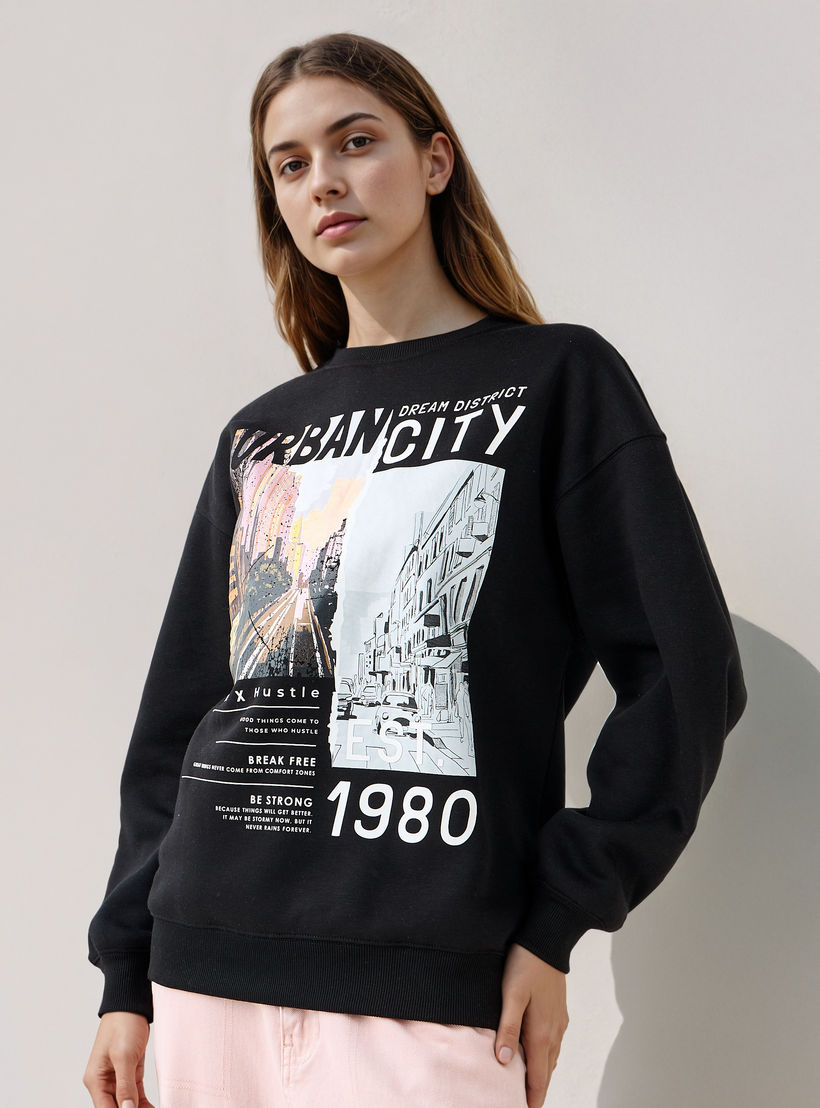 Graphic Print Sweatshirt with Crew Neck-women-winterwear-hoodiesandsweatshirts-sweatshirts-image-1