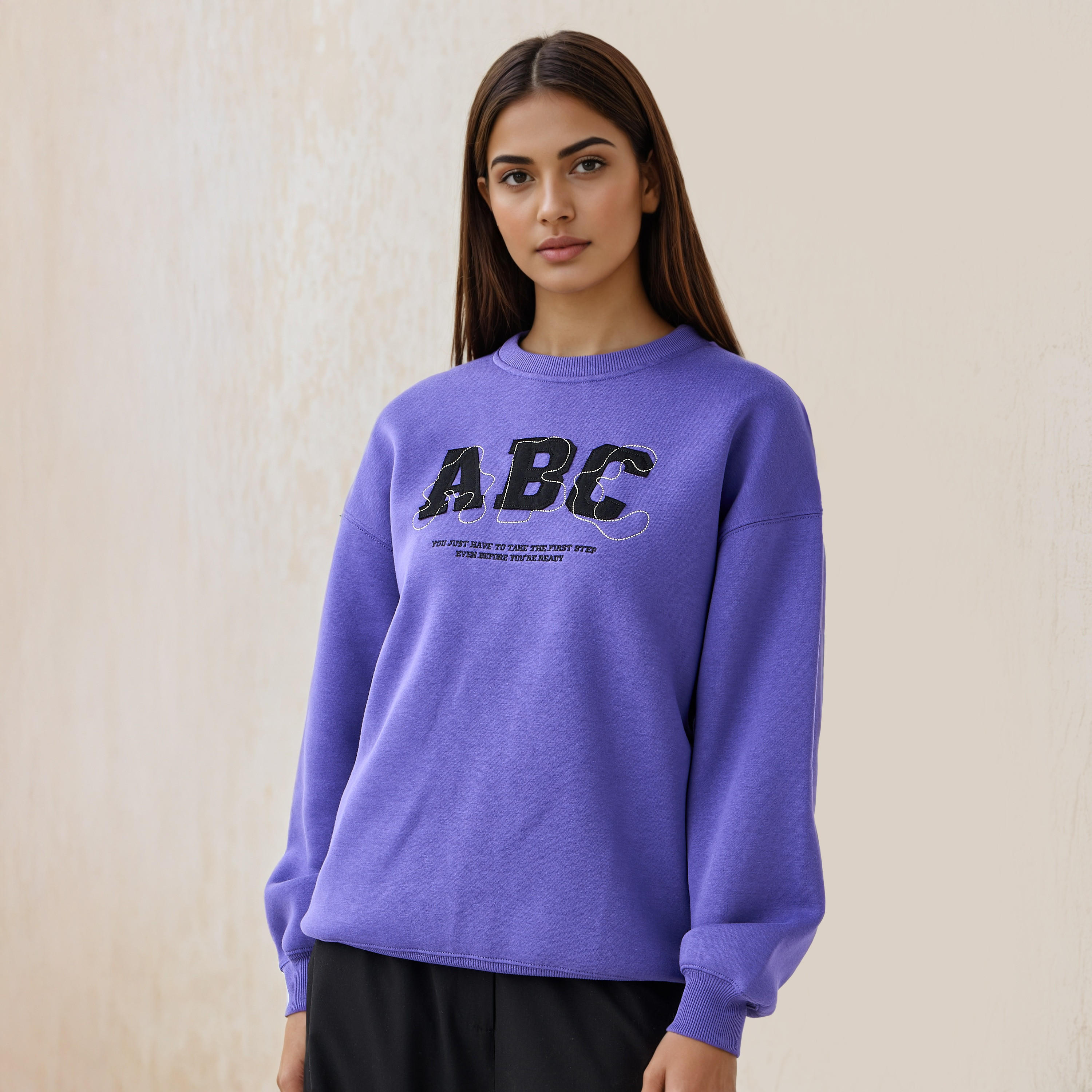 Embroidered Sweatshirt with Crew Neck-women-winterwear-hoodiesandsweatshirts-sweatshirts-image-1