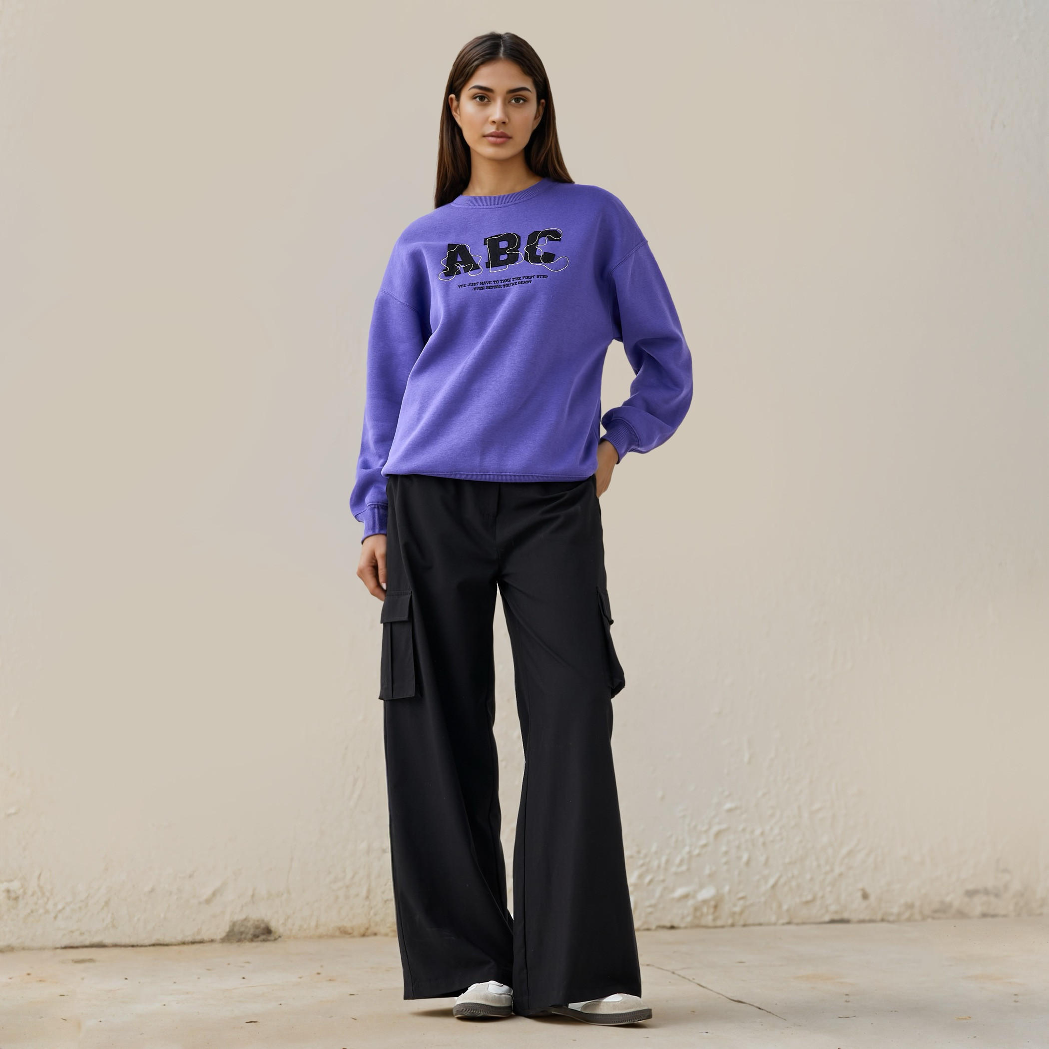 Embroidered Sweatshirt with Crew Neck-women-winterwear-hoodiesandsweatshirts-sweatshirts-image-2
