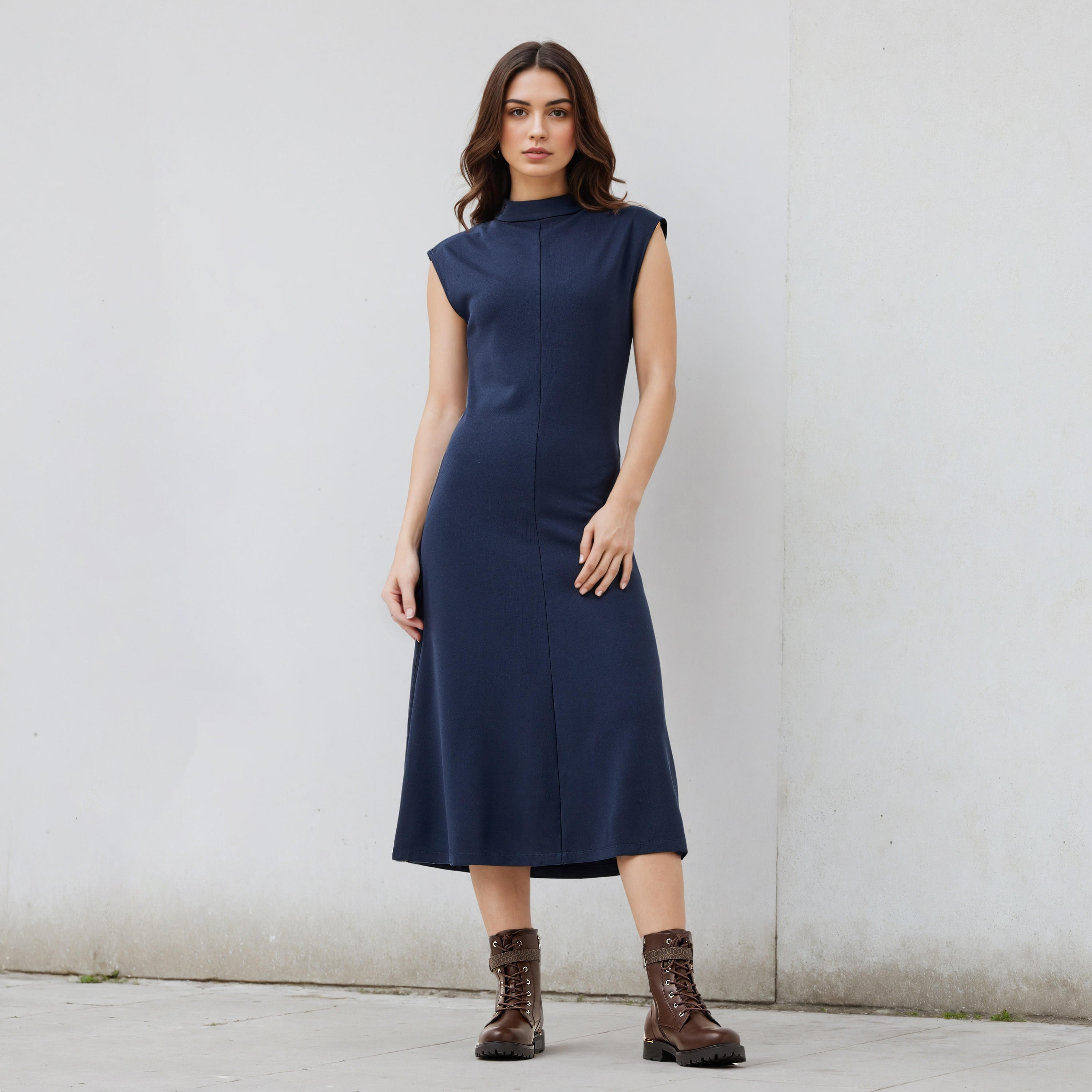 High Neck A-line Sleeveless Dress-women-clothing-dresses-image-1